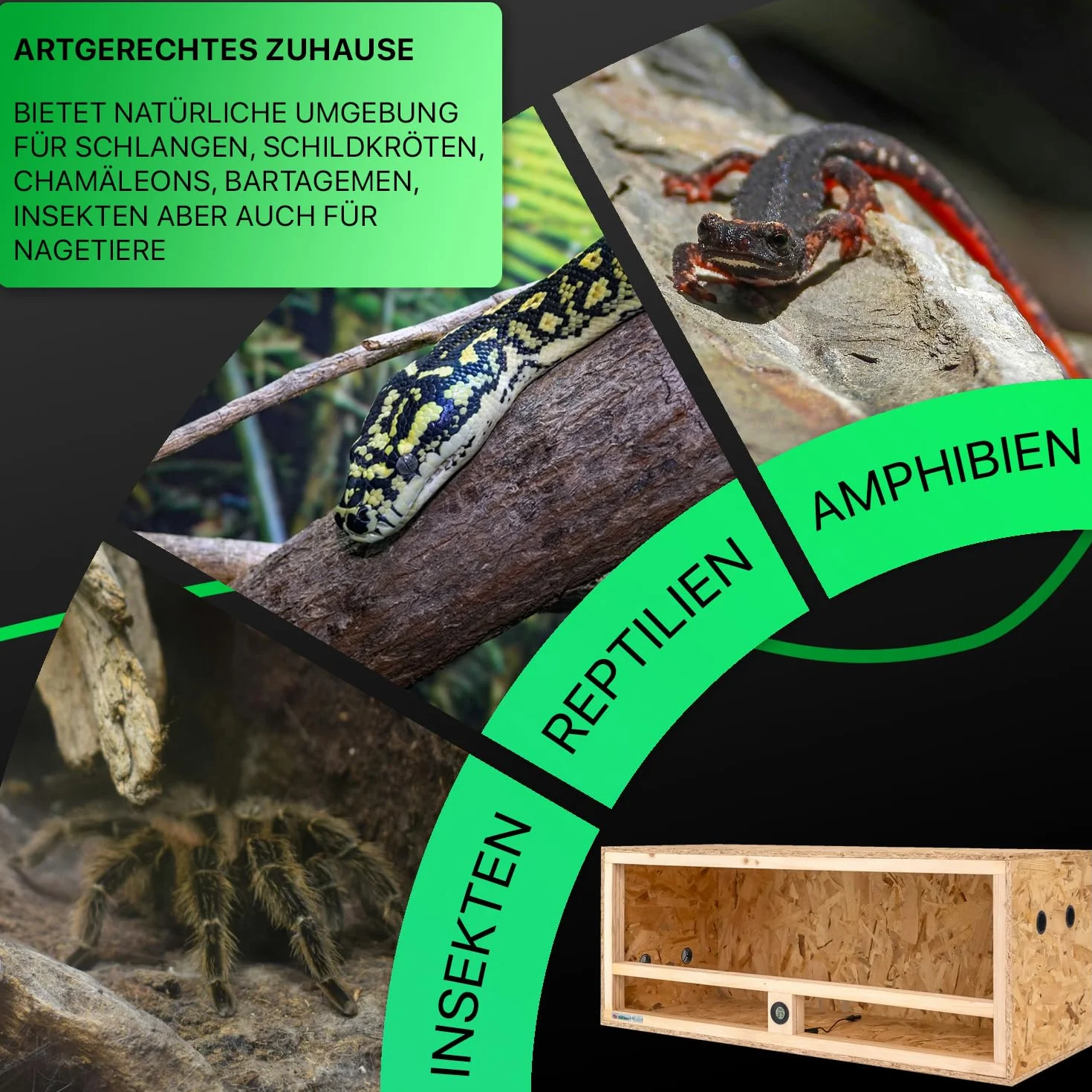 ITA Drewniane terrarium 100x40x40 cm OSB-3 zintegrowana wentylacja higrometr dla gadów