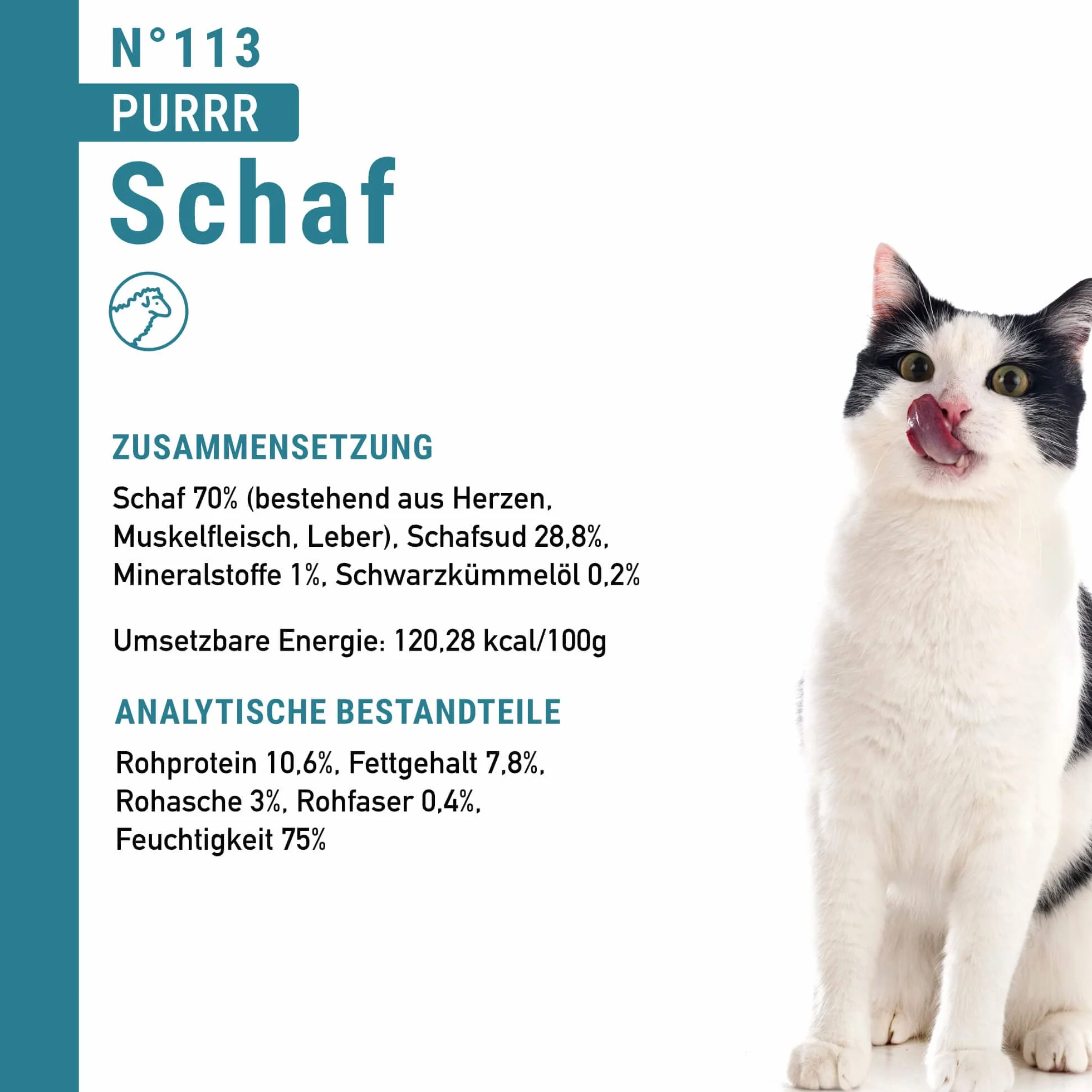catz finefood Purrrr Monoprotein karma dla kotów mokra nr 113, dla kotów wrażliwych na odżywianie, 70% zawartości mięsa, puszka 6 x 400 g