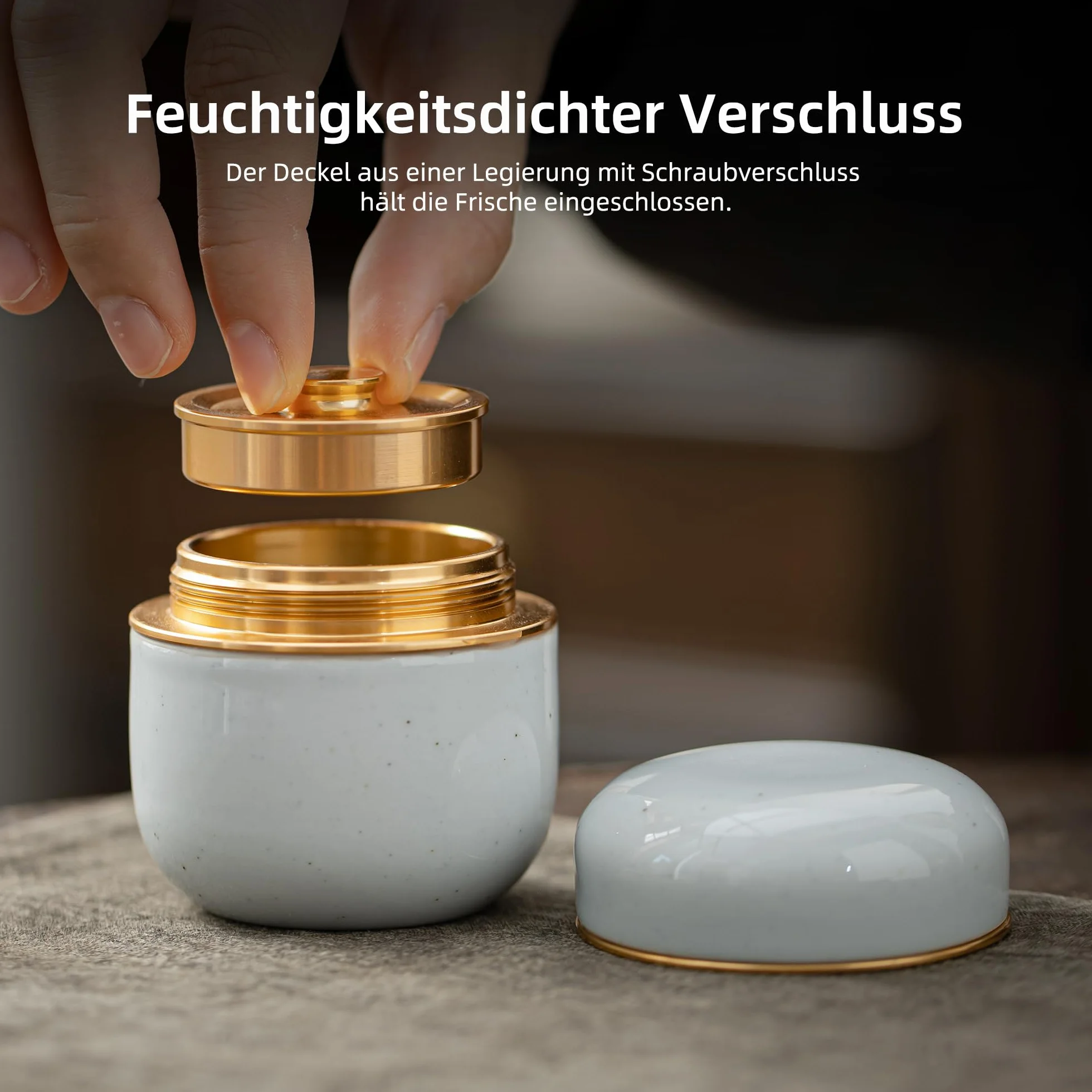 TEANAGOO Ceramic Matcha Jar | Przenośny pojemnik 2,8 uncji / 82,8 ml zapewniającą świeżość, idealny na 18 g proszku Matcha, przyjazny w podróży i kompaktowy design, X3, Lt.grey