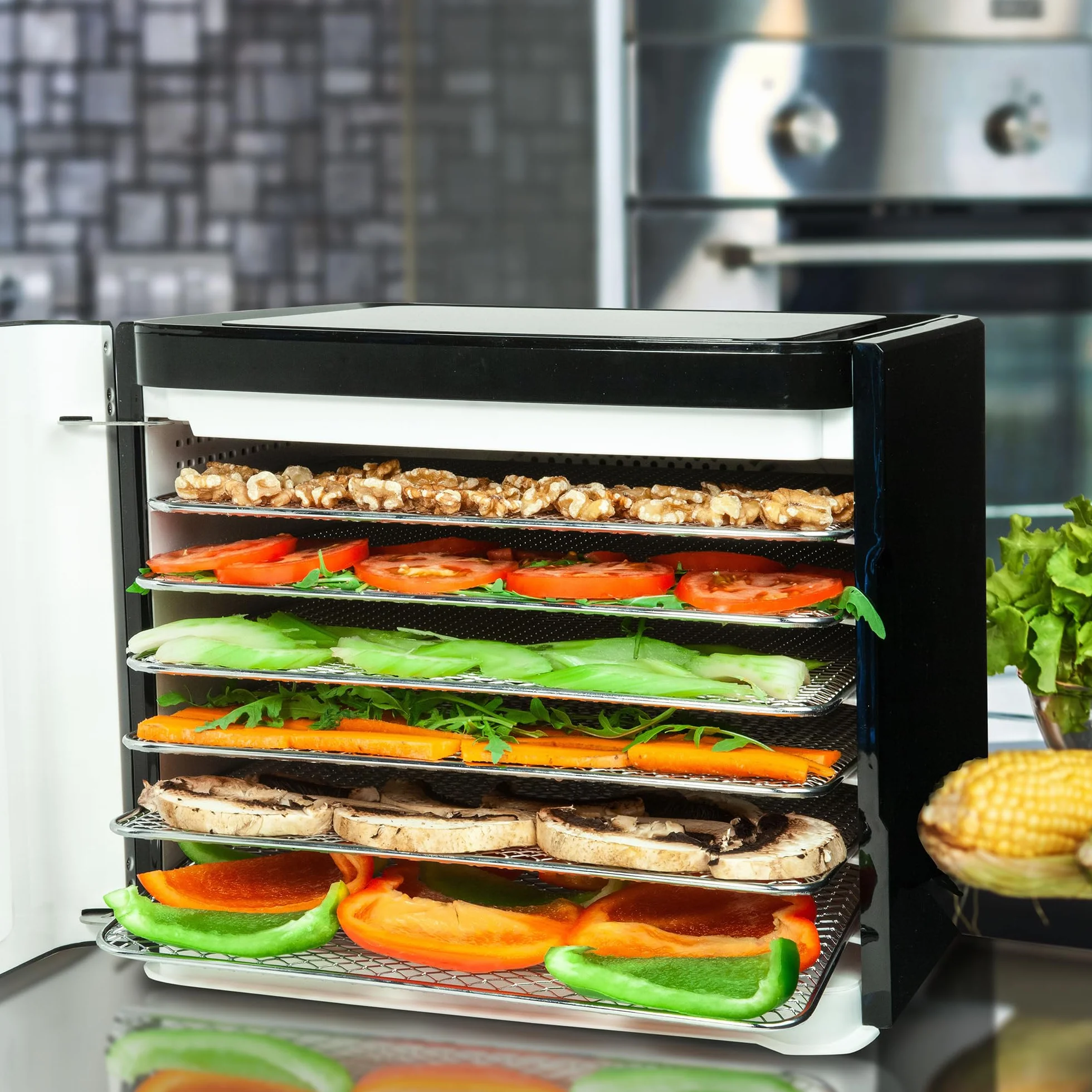 Nebula Dehydrator żywności z 6 tacami ze stali nierdzewnej, Sterowanie dotykowe LED, Regulowana temperatura 35-70C, 48-godzinny timer, Suszarka do żywności dla, Owoce, Veg, Mięso, Grzyby, Zioła