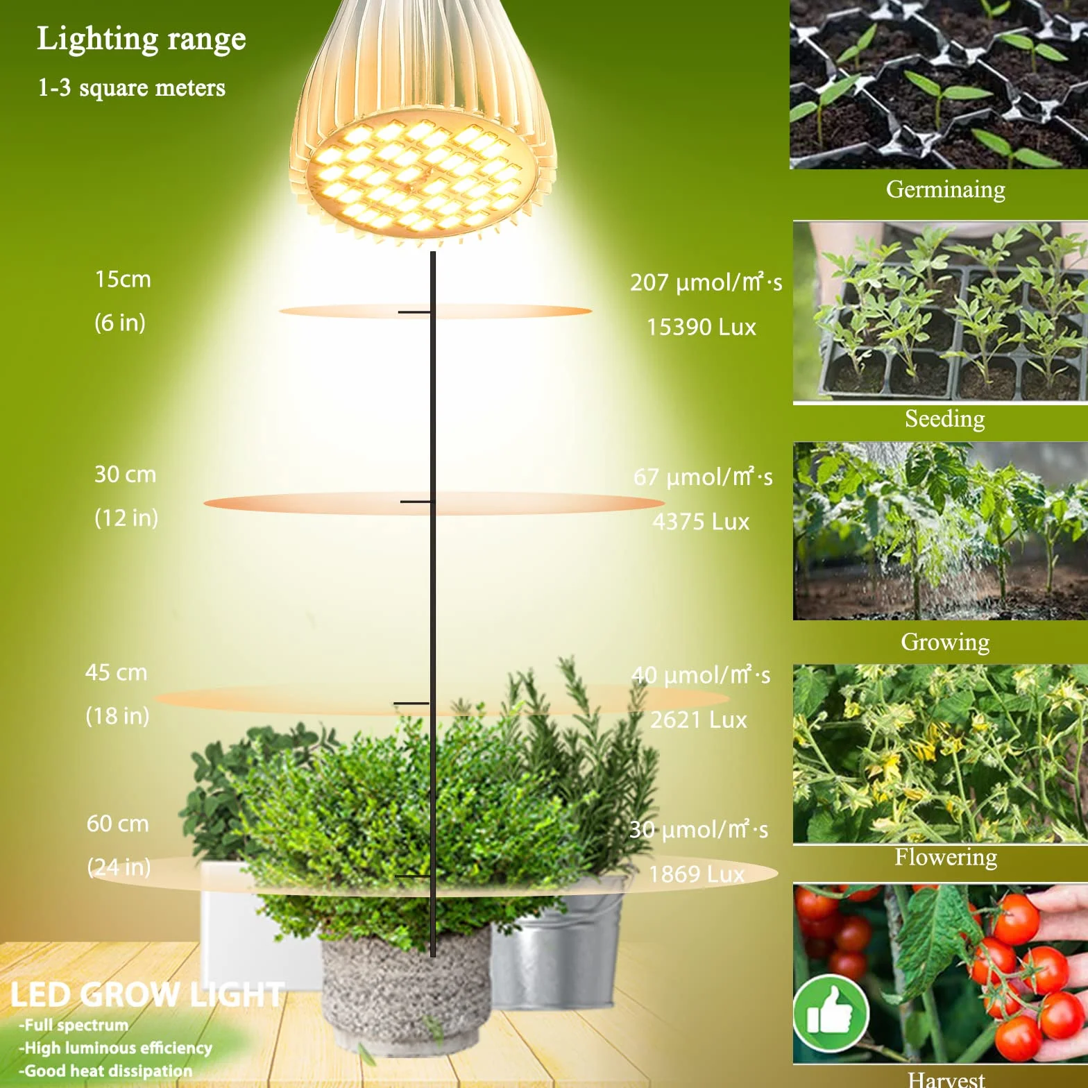 LED Żarówka Milyn do Uprawy Warzyw i Kwiatów, 30 W, pełne Spektrum, roślina, Lampa E27