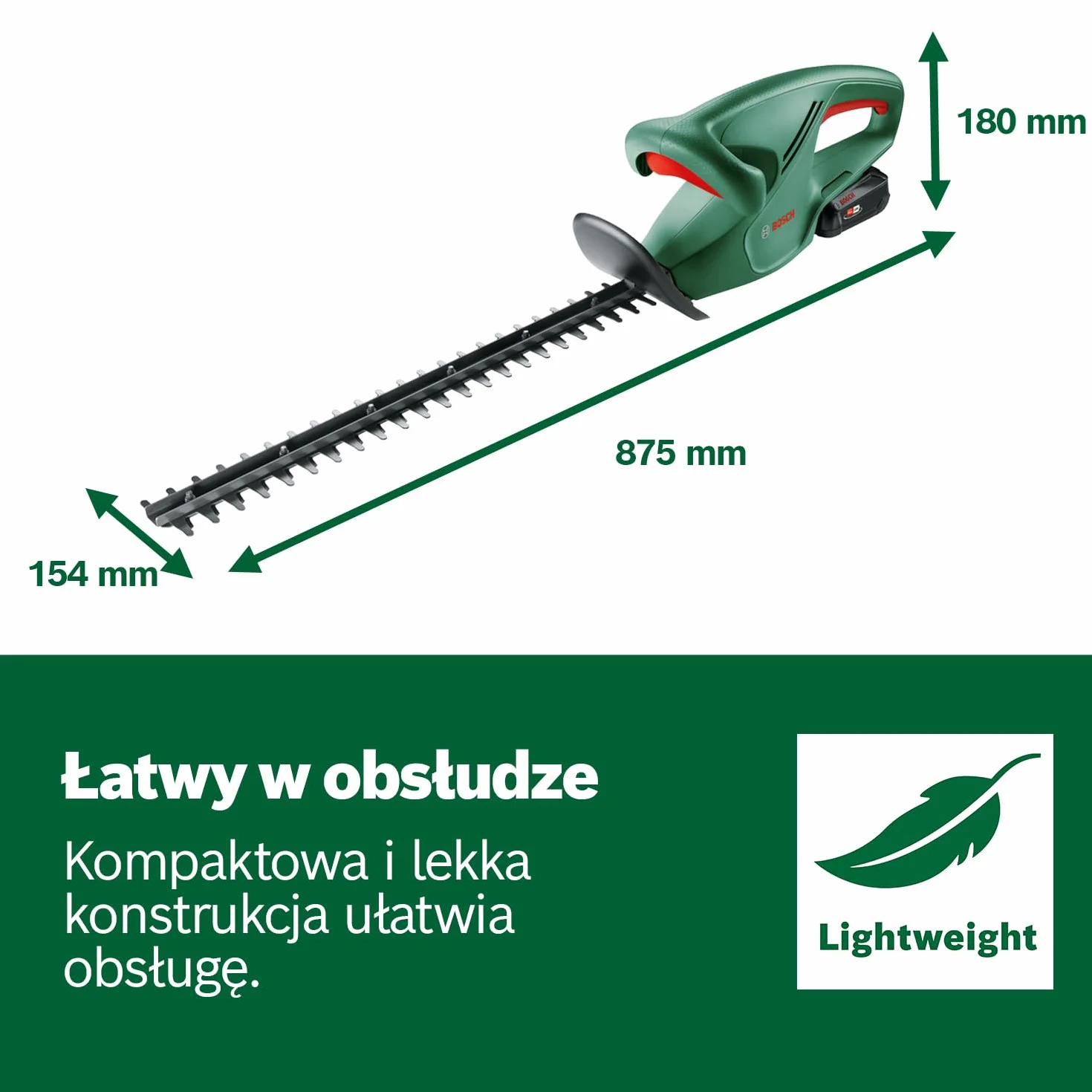 Bosch Easyhedgecut 18V-44-11 Nożyce do Żywopłotu, Czarny/Zielony, 87,5 x 15,4 x 18 cm