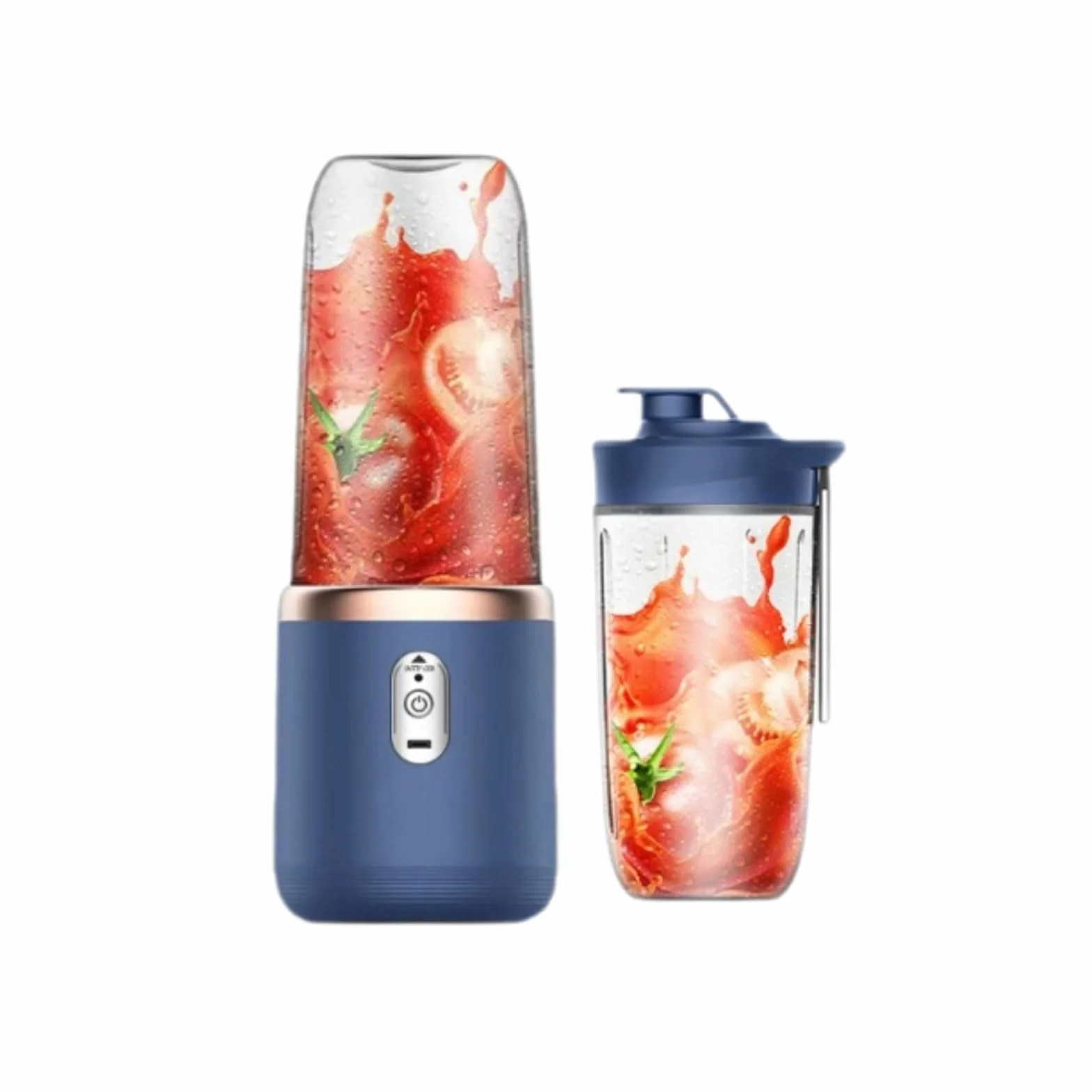 Plastikowy przenośny blender wygodny 6-ostrzowy przenośny blender osobisty elektryczny ładowany idealny do mieszania 400 ml (niebieski)