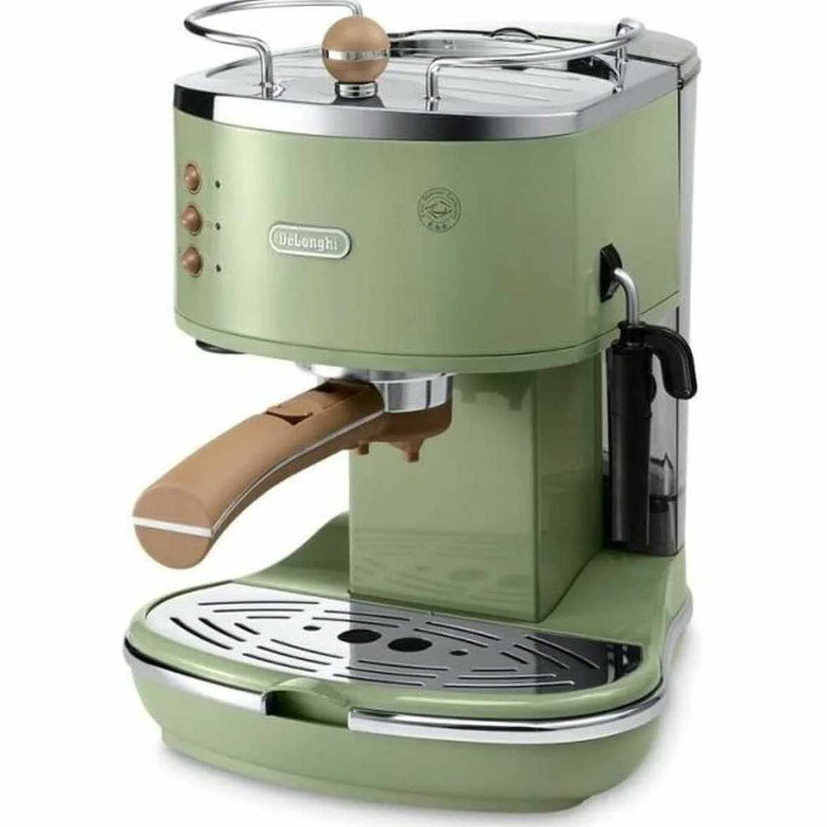 De'Longhi Icona Vintage ECOV 311.GR – ekspres do espresso w stylu retro, ekspres do espresso z ręcznym spieniaczem do mleka, do zmielonej kawy lub saszetek ESE, zbiornik na wodę 1,4 l, zielony