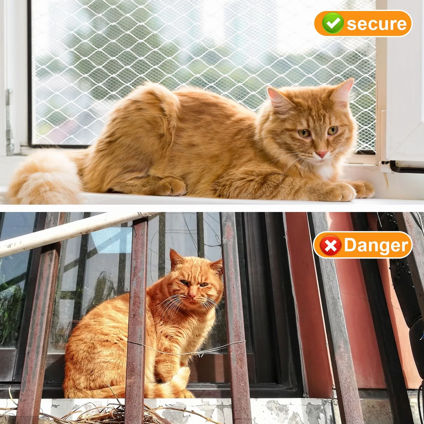 Siatka dla kota na balkon 3 x 2 m nylonowa UV ochrona przezroczysta