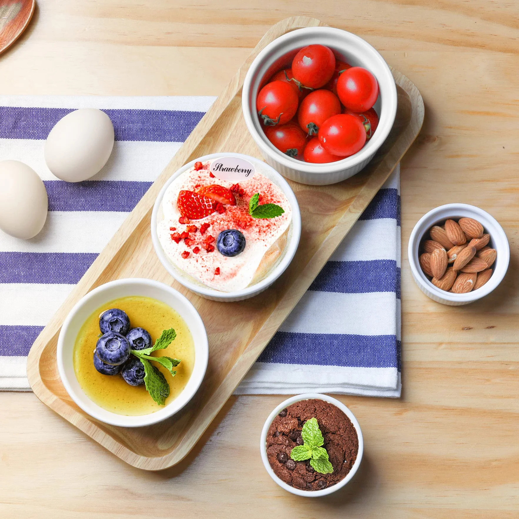 ComSaf 9 cm biała porcelanowa ramekins zestaw 6 filiżanek do pieczenia 175 ml do sufletu, creme brulee, kremów, budyni, puddingu i lodów - trwałe 170 ml