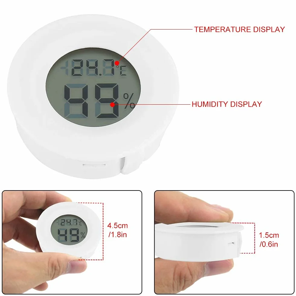 Termometr cyfrowy Higrometr Miernik temperatury wewnętrznej Detektor Okrągły termometr elektroniczny z wyświetlaczem LCD do kuchni samochodowej Kryty ogród Piwnica Lodówka Szafka