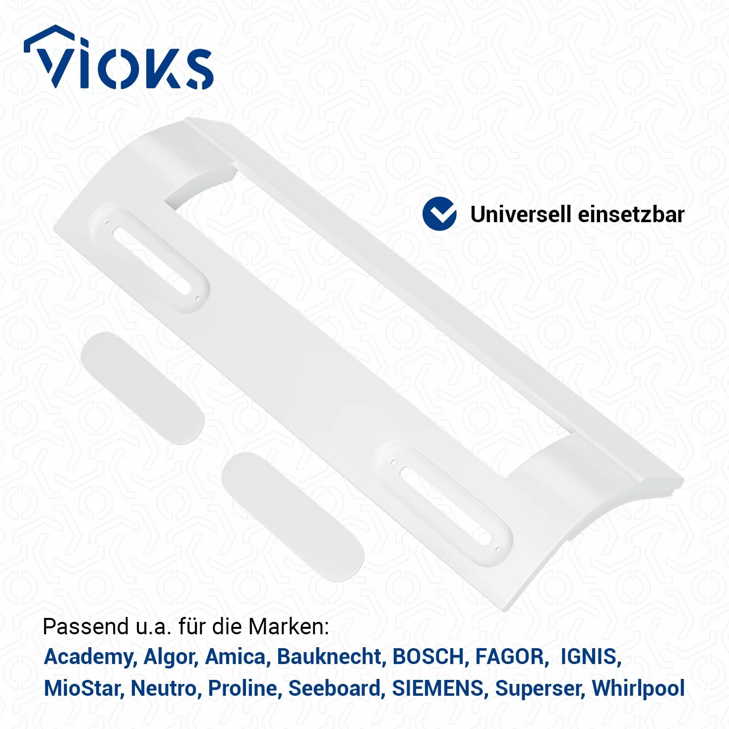 VIOKS Zestaw 2 klamek do drzwi, białe, 200 x 70 x 45 mm, uniwersalne uchwyty do lodówki, z rozstawem mocowania 82-163 mm, uchwyt do drzwi lodówki i zamrażarki, części zamienne do zamrażarki