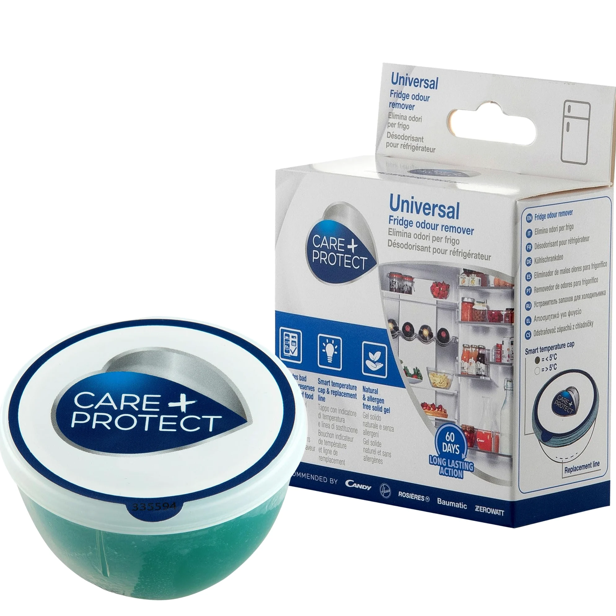 CARE + PROTECT Uniwersalny odświeżacz do lodówki, pochłaniacz zapachów, dezodorator, eliminator zapachów, do 60 dni
