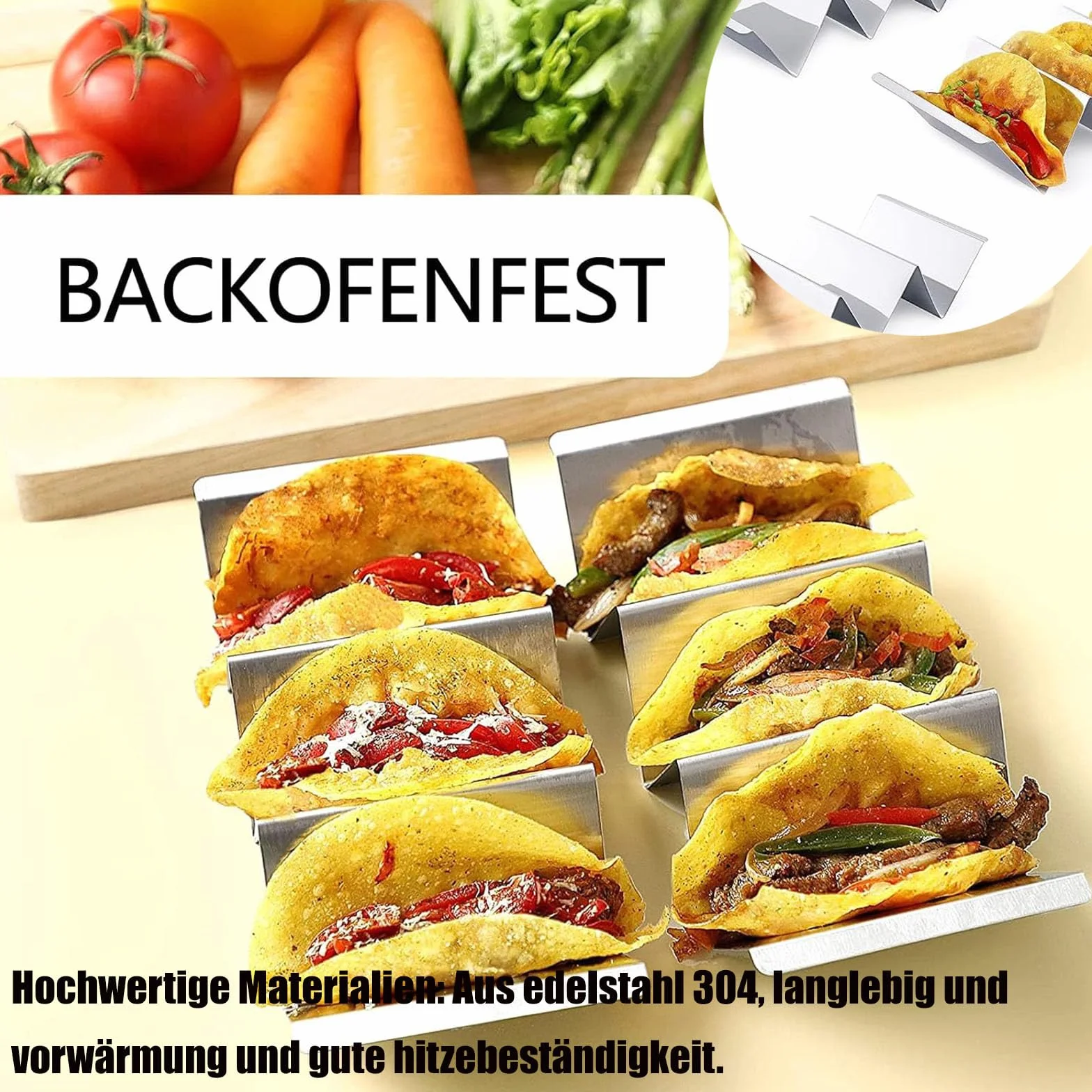 4 sztuki stojaków taco, meksykańskie stojaki do taco, ze stali nierdzewnej, falisty, wielokrotnego użytku, do kanapek, restauracji, domu, pikników