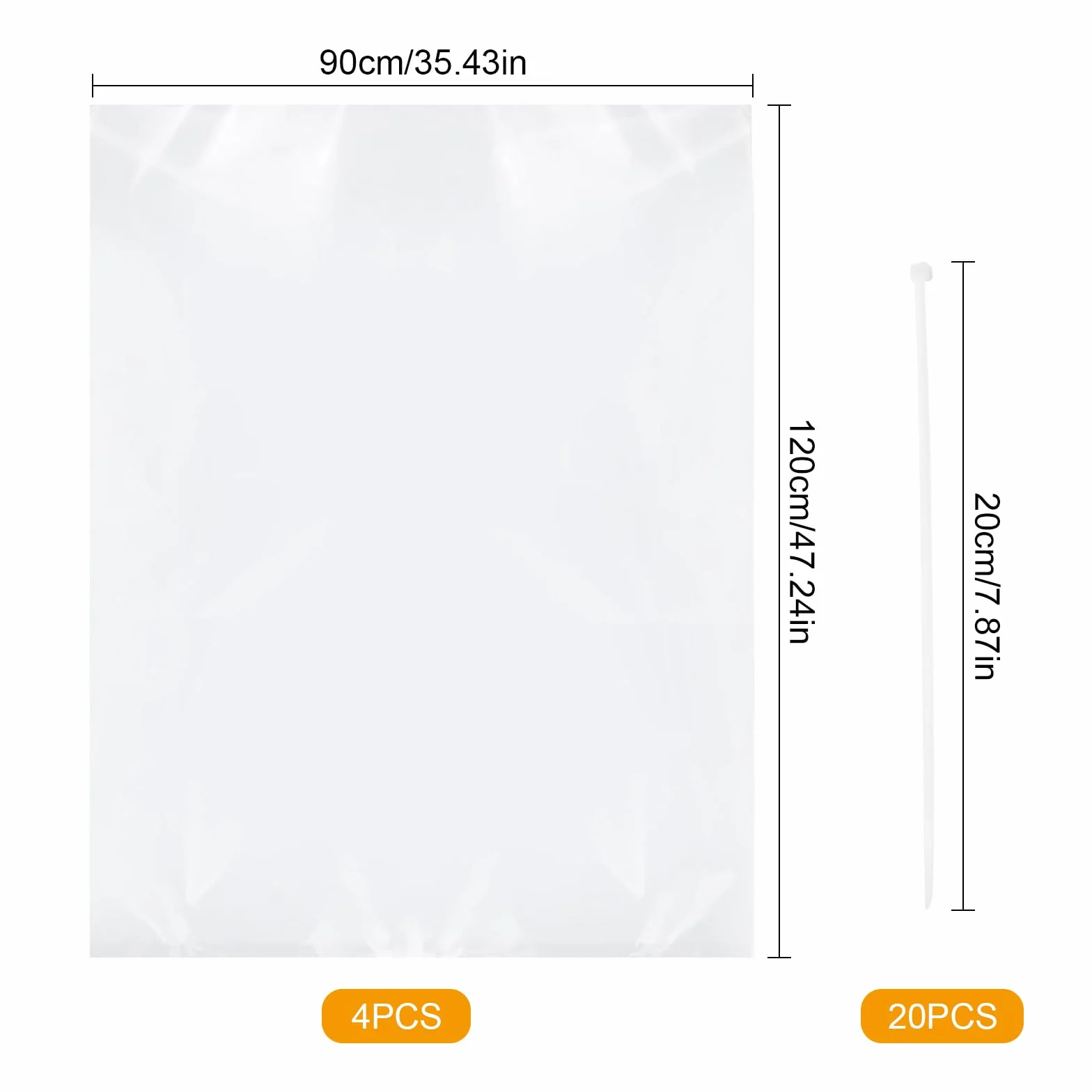4 sztuki bardzo dużych przezroczystych plastikowych toreb na meble, gigantyczne przezroczyste plastikowe torby do przechowywania 90x120 cm, duże przezroczyste mocne plastikowe worki do przechowywania