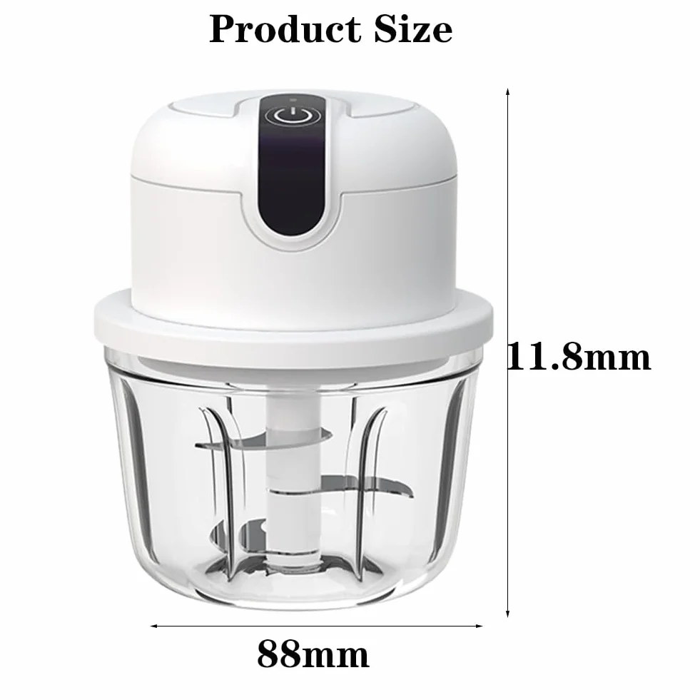 Elektryczna mini rozdrabniarka do cebuli, 350 ml, ładowanie przez USB, bezprzewodowa mała rozdrabniacz do cebuli, owoców, orzechów, mięsa, czosnku