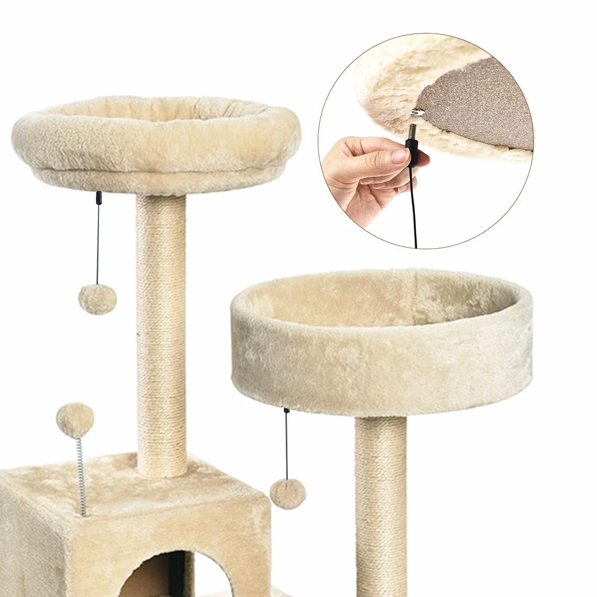 Amazon Basics Duży Drzewo-drapak dla Kota 127 cm Wielopoziomowy Beżowy