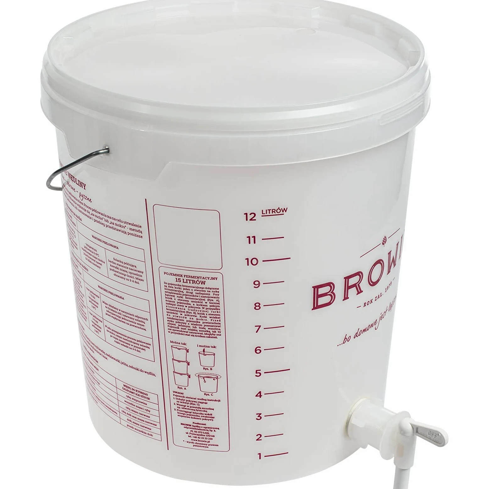 Browin Pojemnik fermentacyjny, tworzywo sztuczne, biały, 15 l