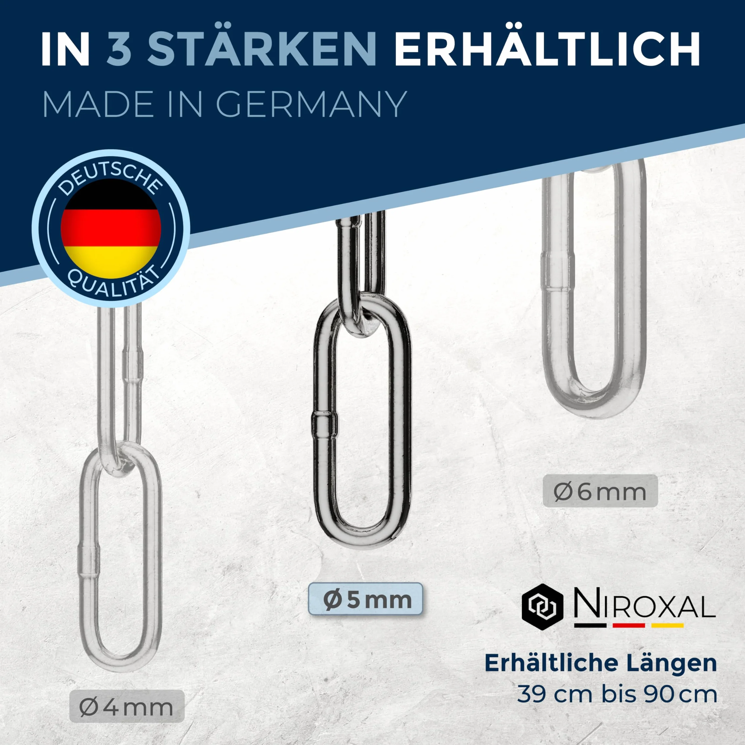 Łańcuszek dla psa ze stali nierdzewnej V4A 53-56 cm 5 mm 67 cm z blokadą ciągnącą