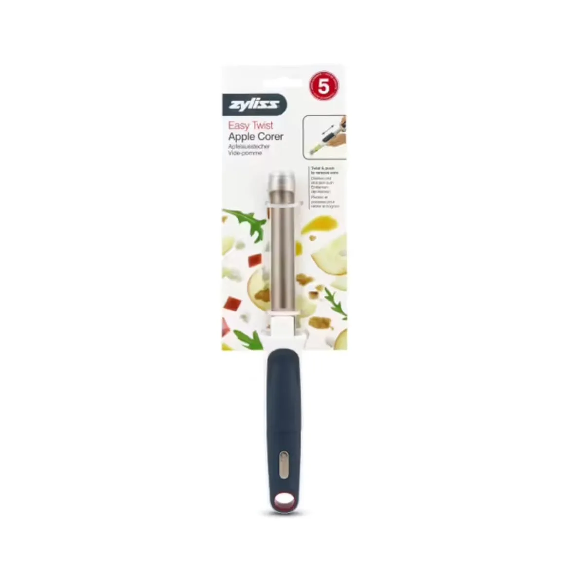 Zyliss E910030 Easy Twist drylownica do jabłek z praktycznym systemem wyrzutu, drylownica do jabłek z ostrzem ze stali nierdzewnej i ergonomicznym uchwytem, 5 lat gwarancji