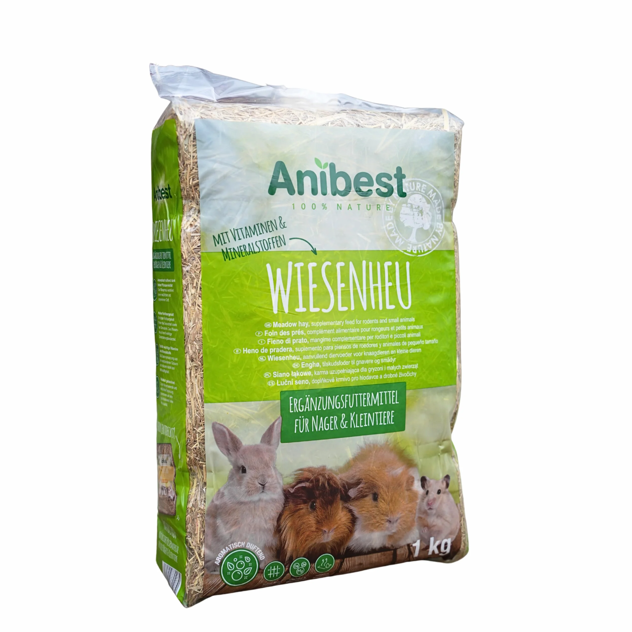 Anibest Siano łąkowe, 100% naturalna karma dla królików, chomików, świnek morskich oraz innych gryzoni i małych zwierząt, wyprodukowano w Niemczech, 1 kg