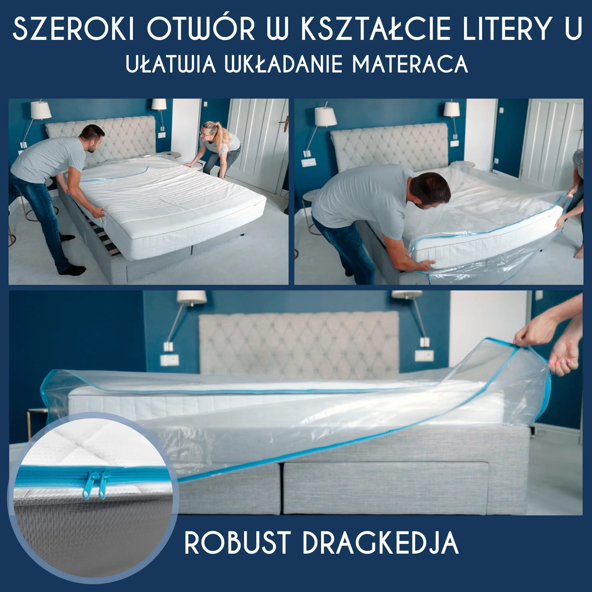 Plastikowy pokrowiec ochronny na materac 135x190 cm (grubość 30 cm) - pokrowiec na materac z dużym zamkiem błyskawicznym - torba do przechowywania - odporny i wielokrotnego użytku