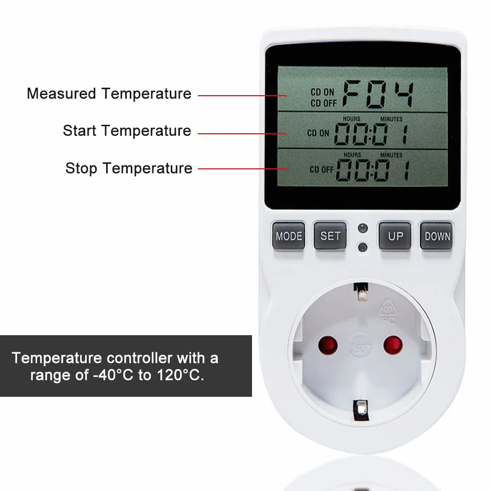 LUFEIS Termostat cyfrowy z gniazdem 230 V LCD regulator temperatury