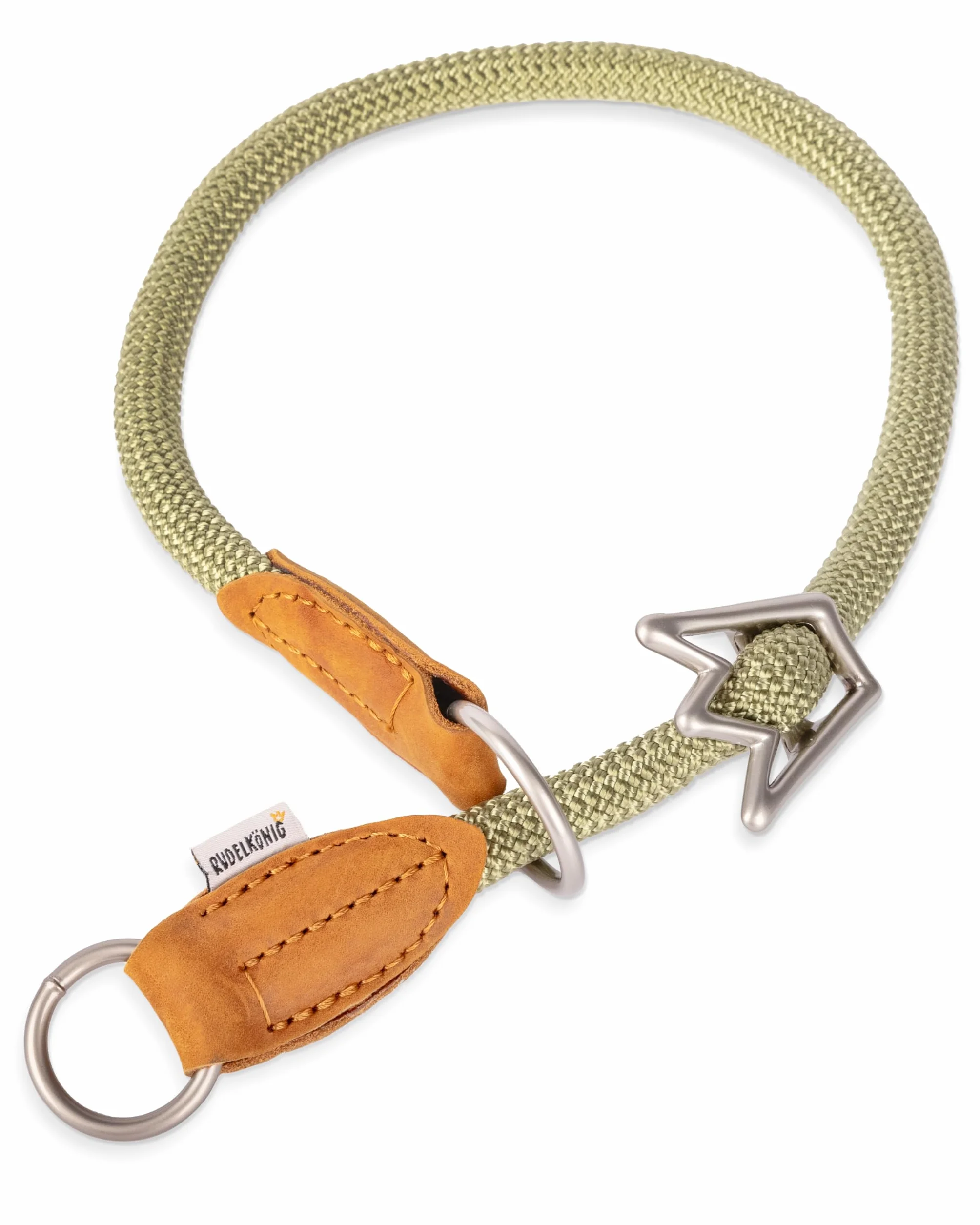 Rudelkönig Obroża dla psa Emma pull stop - Skóra i nylon, 12 mm, khaki