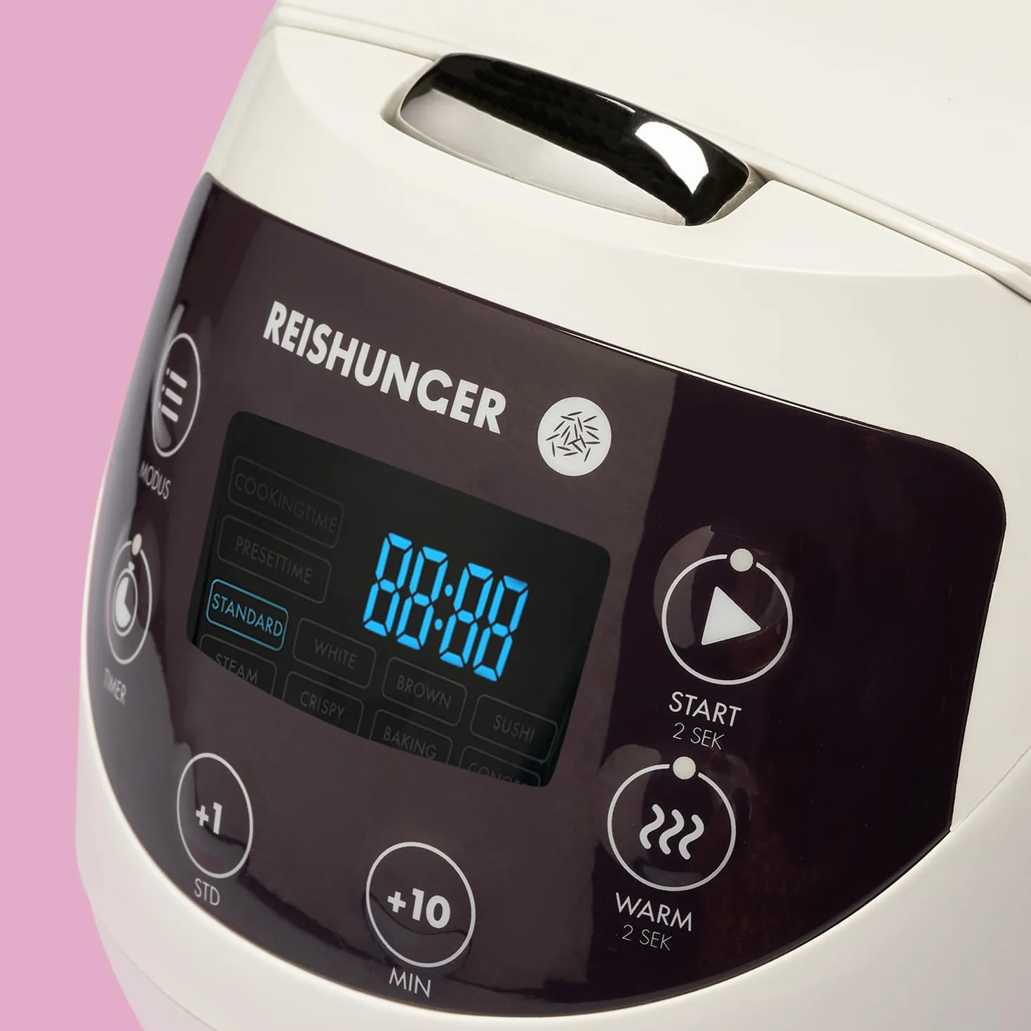 Reishunger Cyfrowy mini ryżowar i parowar w kolorze biały - Funkcja utrzymywania ciepła, minutnik & garnek premium - mały multicooker, 8 programów, 7-fazowa technologia gotowania, 1-3 osoby
