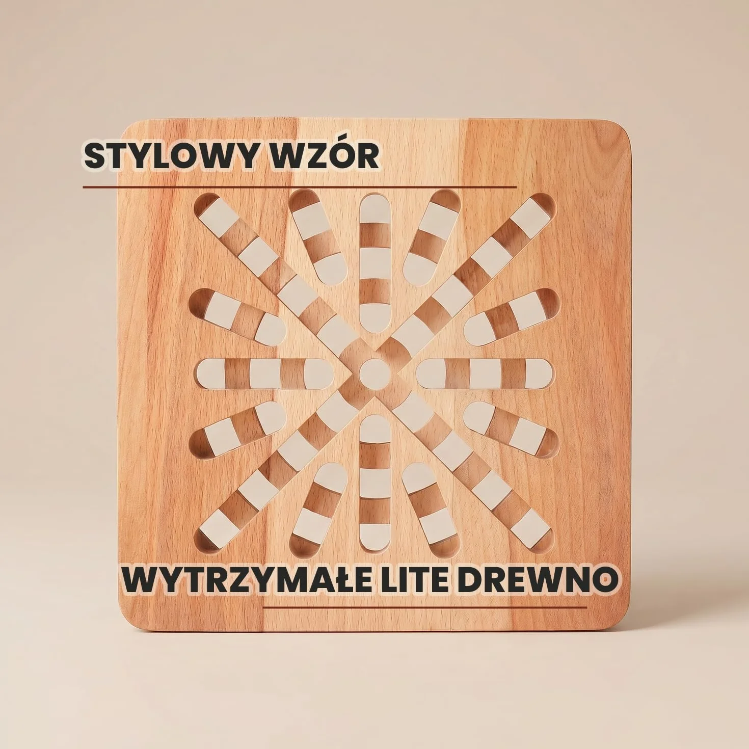 Drewniana podkładka pod garnek 19,5 x 19,5 cm - kwadratowa żaroodporna podkładka pod gorące garnki i patelnie, dekoracyjny trójnóg drewniany do kuchni