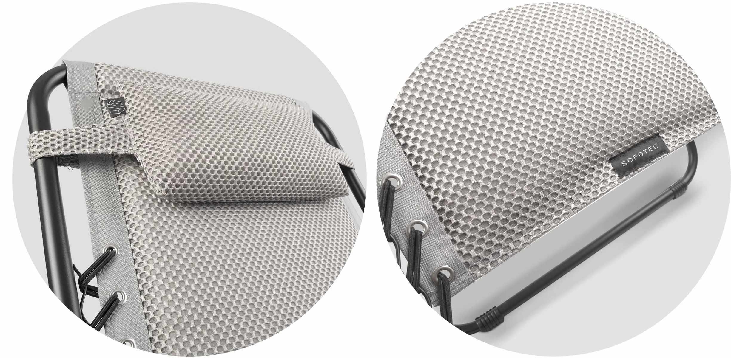Leżak Ogrodowy ChillWell Soft - Składany z Poduszką - Tkanina 3D FoamGrid Obciążenie do 120 kg - 160 x 107 x 60 cm - Szary