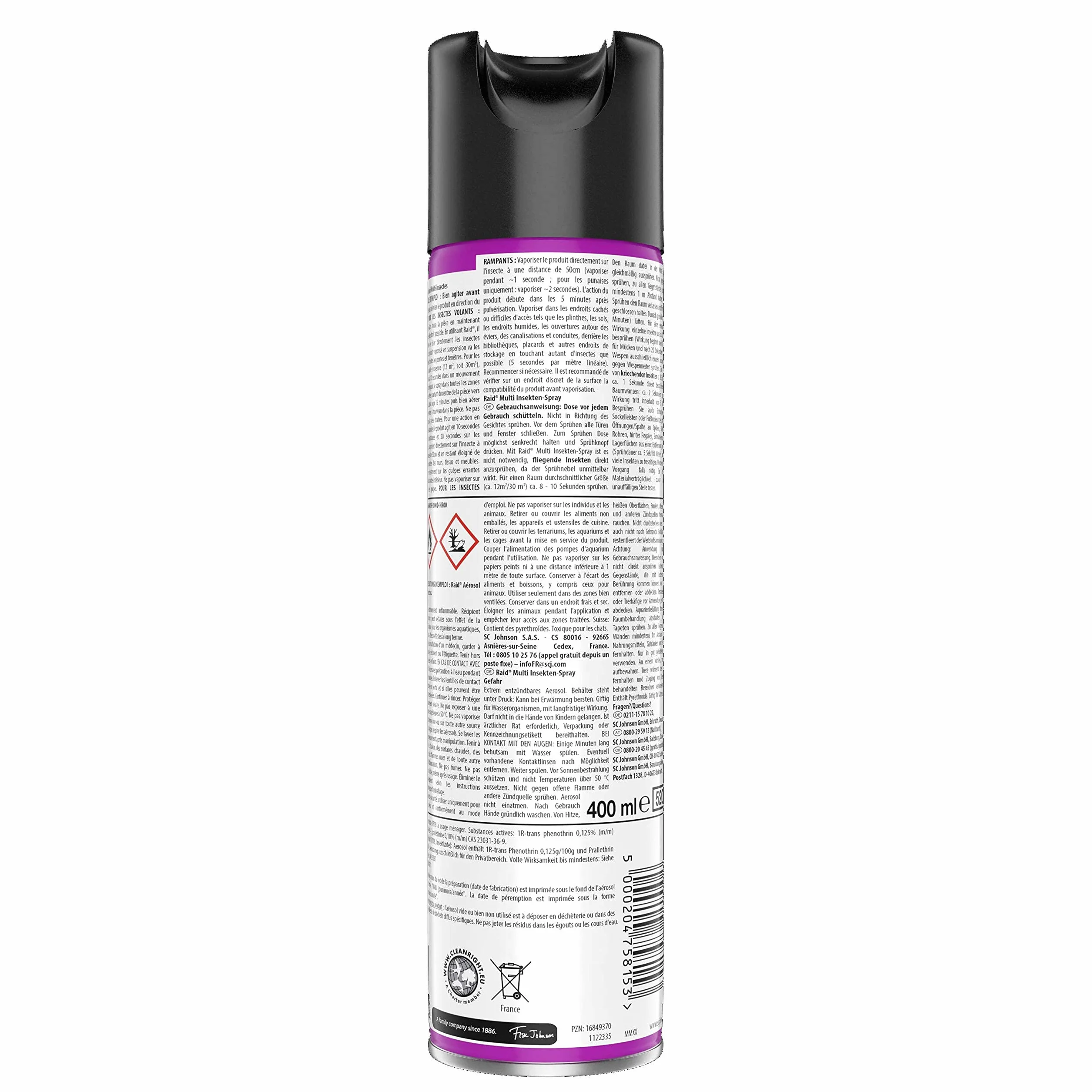 Raid Paral Multi spray na owady, spray na komary, do zwalczania latających i pełzających owadów, 1 opakowanie (1 x 400 ml)