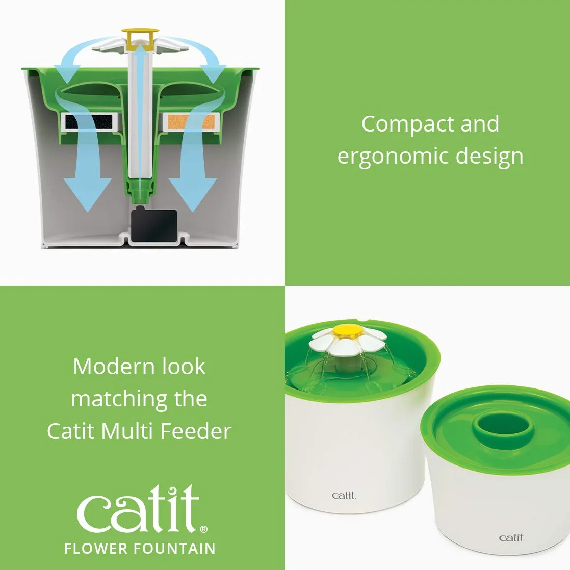 Catit Flower Fontanna do Picia 3 l Biały Zielony