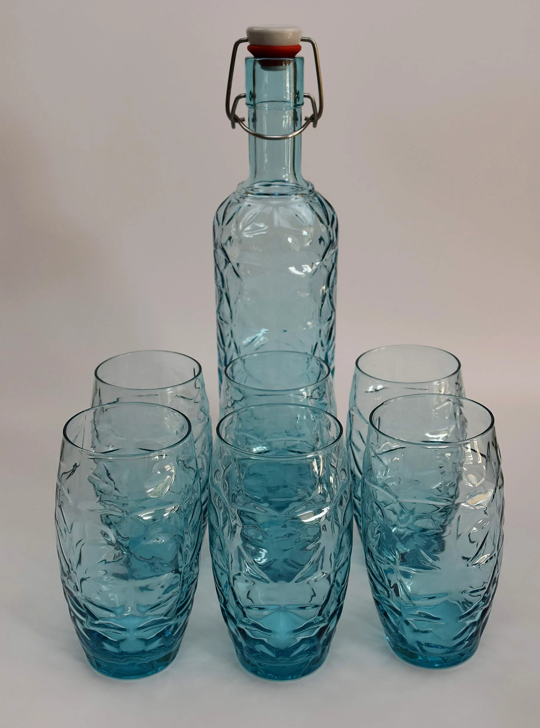 Bormioli Rocco 320269MQD121990 Orient niebieska szklana butelka, szkło, 1 litr, Bleue