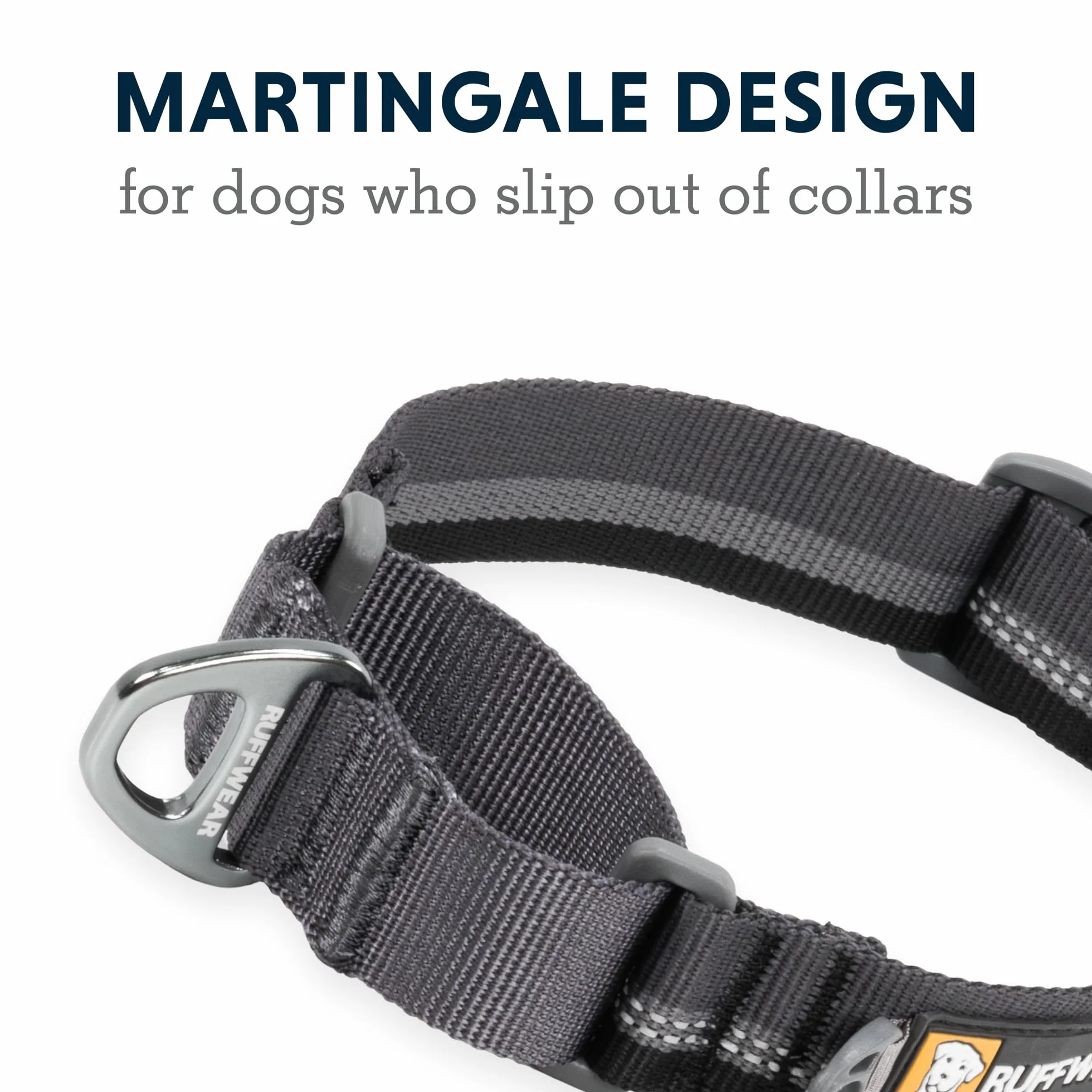 RUFFWEAR Obroża Web Reaction, mała regulowana obroża Martingale z aluminiowym pierścieniem V, odblaskowa, 28–36 cm, River