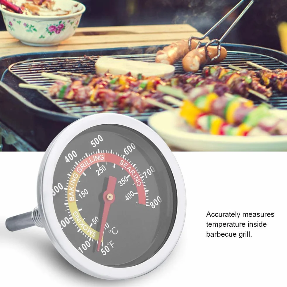 10-425 ℃ Termometr do grillowania ze stali nierdzewnej Termometr bimetaliczny do piekarnika 50~800 ℉ Wskaźnik temperatury do grillowania