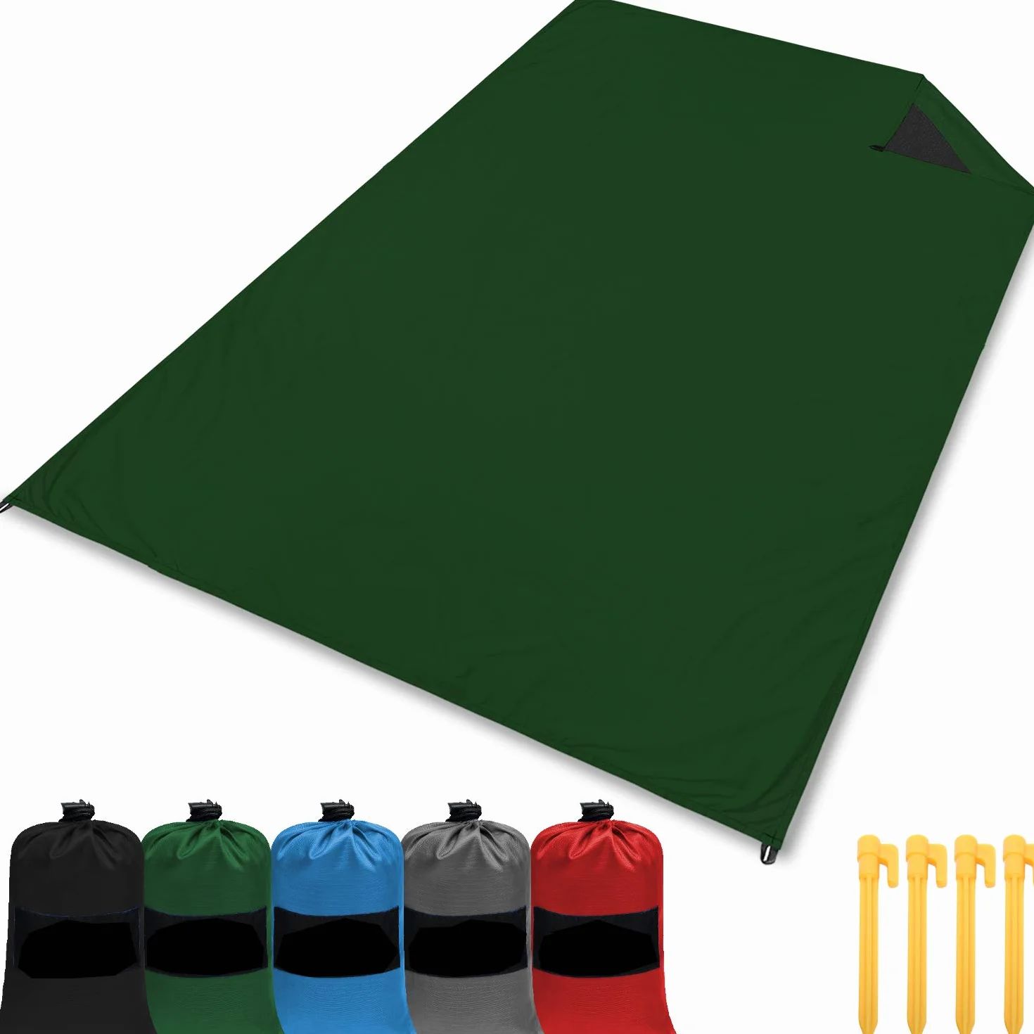 gipfelsport Koc plażowy – podróżny koc piknikowy, bez piasku, lekki, wodoodporny, przenośny, 200 x 140 cm, zielony