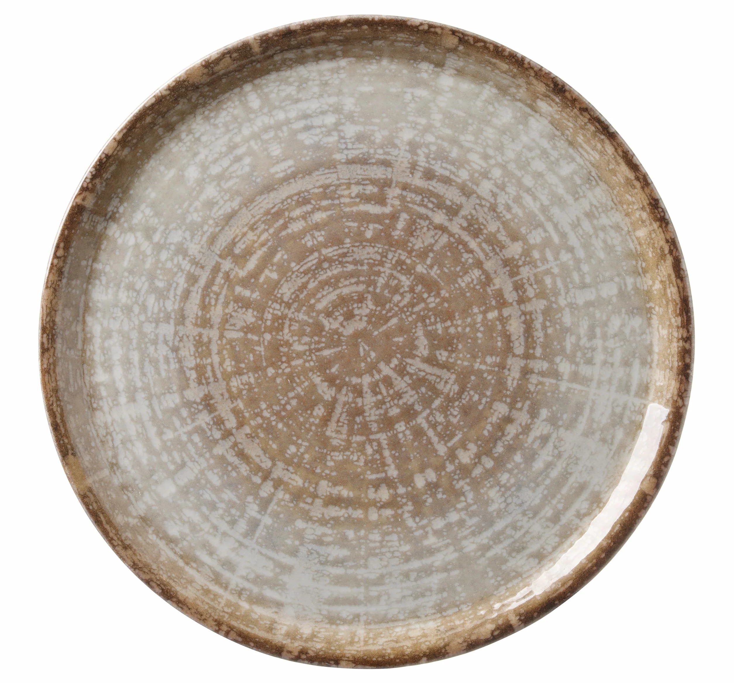 HENDI Talerz do pizzy, porcelana, wzór: odcienie naturalnego kamienia, można myć w zmywarce i stosować w kuchence mikrofalowej, ⌀310mm, brązowy/szary