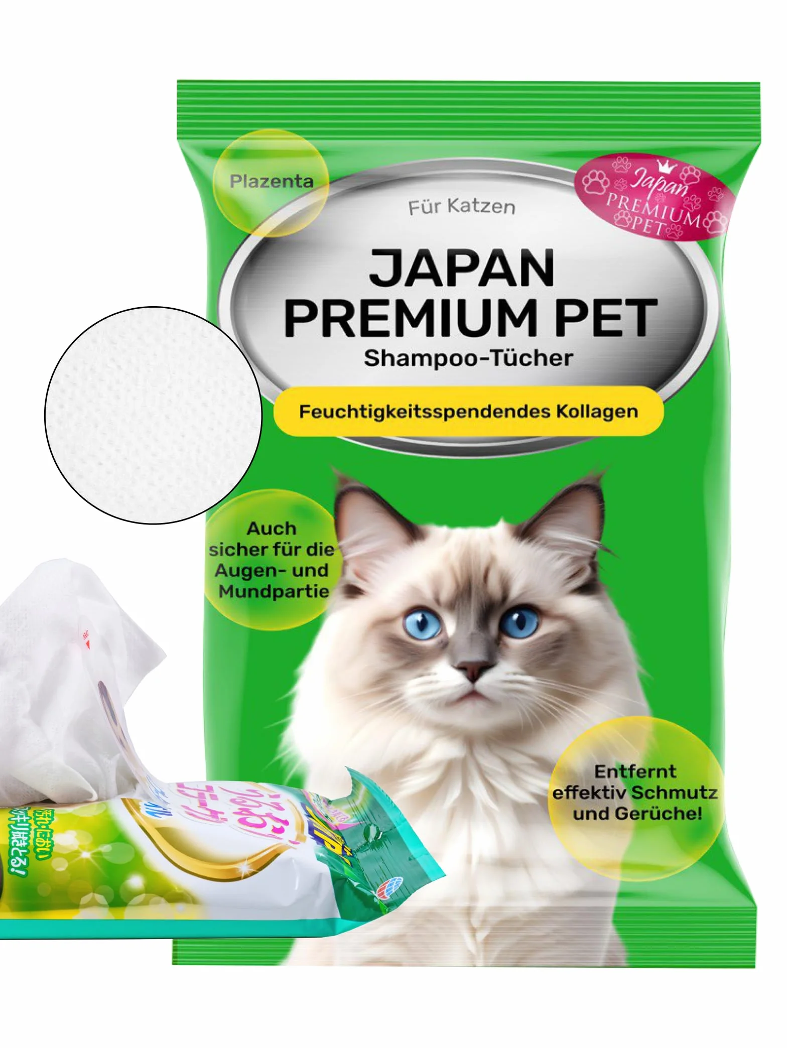No Rinse Cat Shampoo Towel | Chusteczki do pielęgnacji, które działają jak suchy szampon dla kotów, czyszczenie i dezodoryzacja na bazie roślin, chusteczki dla zwierząt domowych z