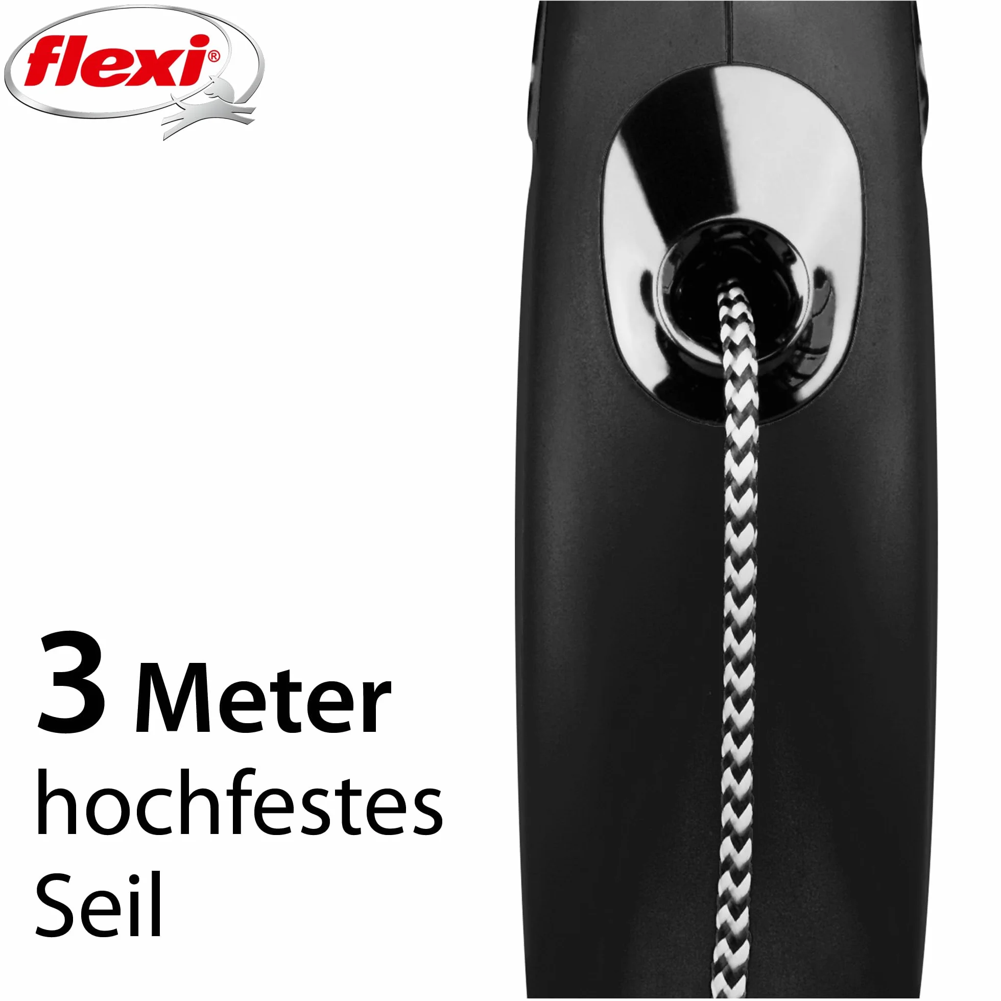 Flexi smycz wysuwana sznurkowa czarny XS 3m