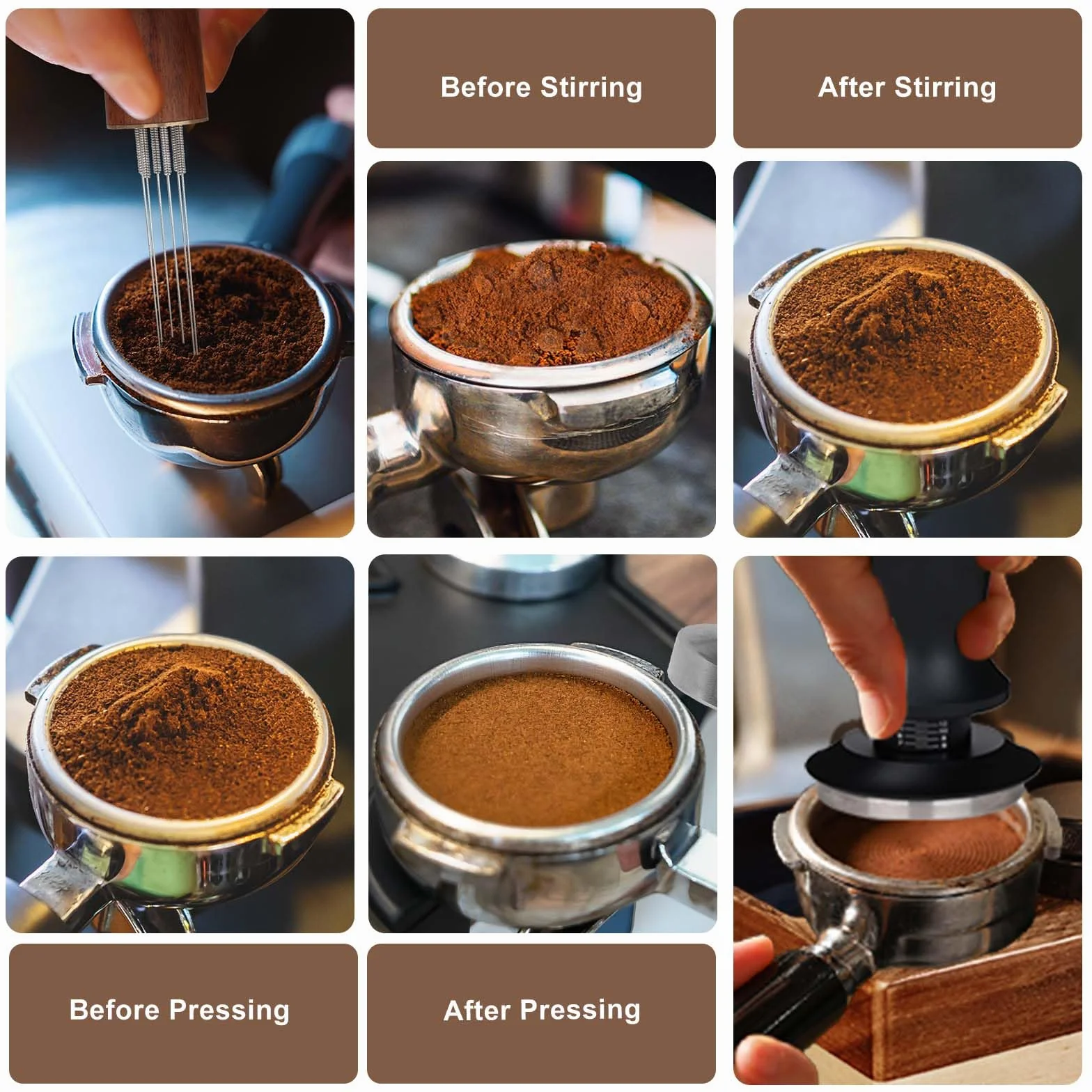 Zestaw Espresso 51 mm 3 w 1, tamper 51 mm z drewnianym uchwytem | Kompletny zestaw: Tamper 51mm, WDT, silikonowa mata do domowej kawy