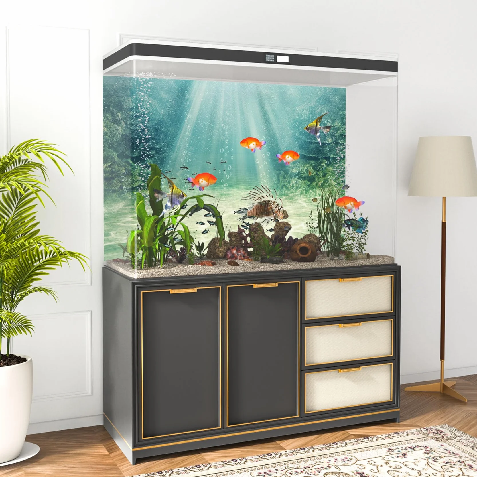 120 x 50 cm tło akwarium roślina wodna bańka podwodna podłoga oceanu akwarium plakat tło winylowe tło