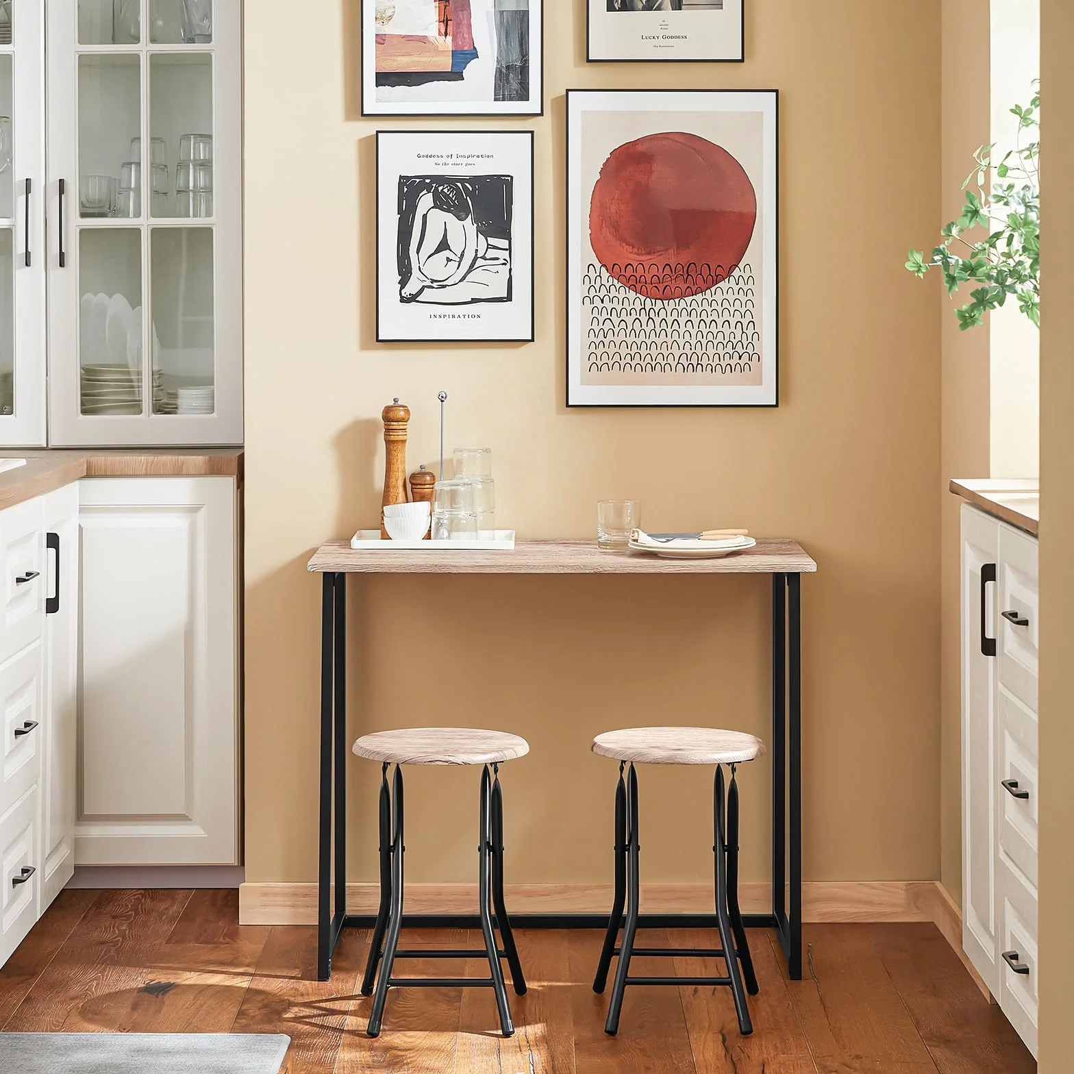 SoBuy Komplet stół barowy, zestaw 3-cz.składany stół, OGT18-N