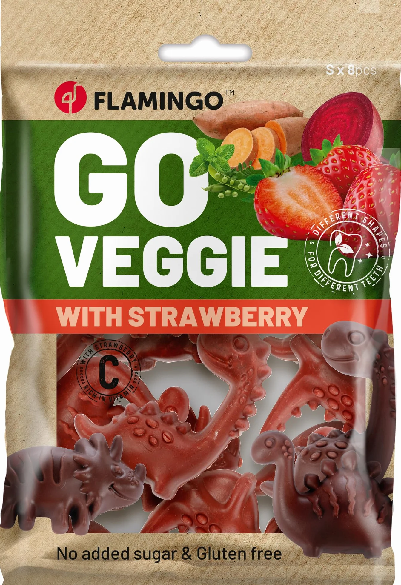 VEGGIE DINO Z truskawką S 8ST 120GR