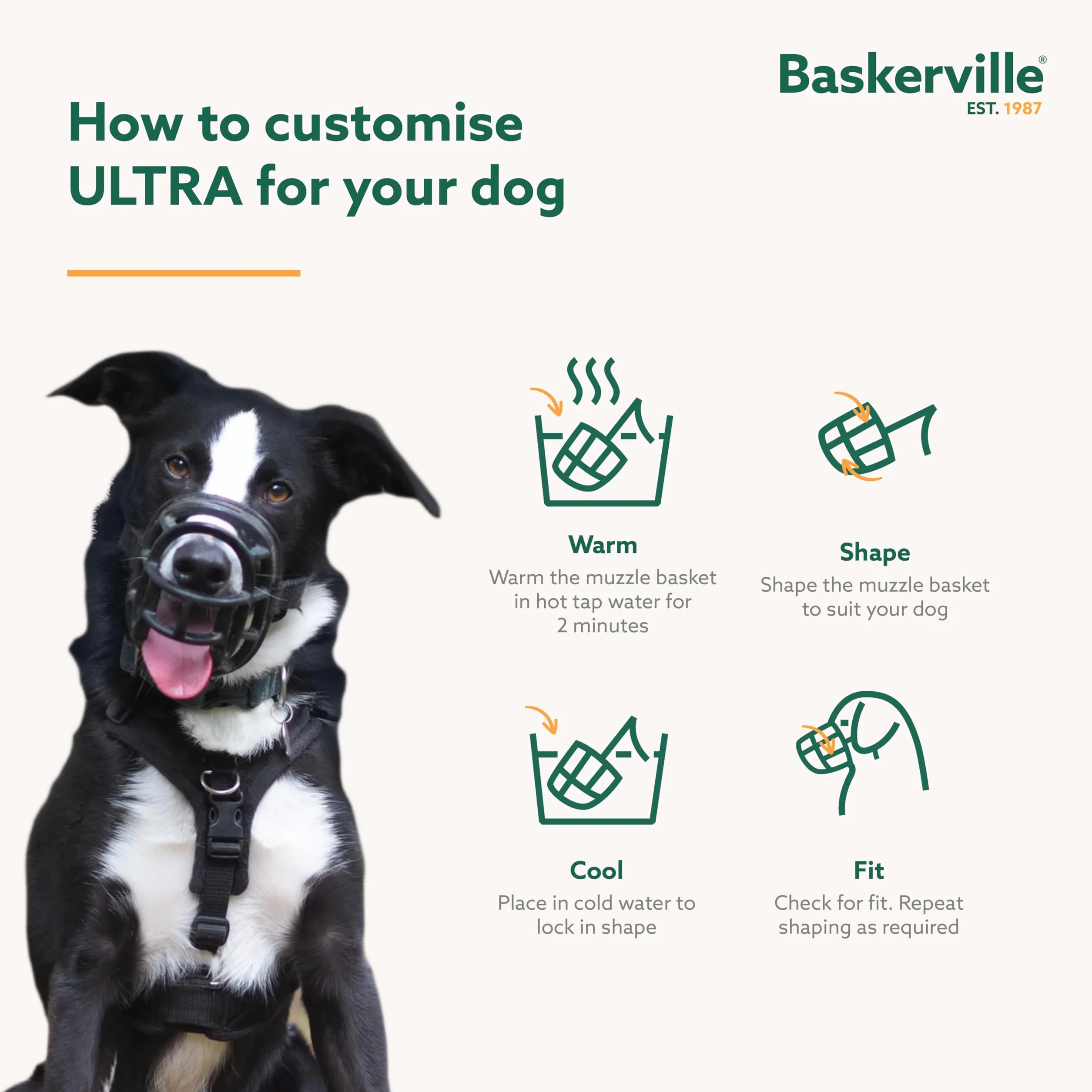Baskerville Ultra Kaganiec dla małych psów, regulowany, wyściełany, rozmiar 2, czarny