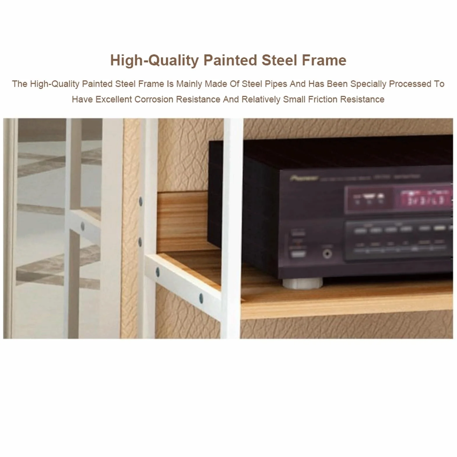 Stojak na multimedia AV, 2/3 poziomy z kółkami, drewniany stojak na gramofon, półki do gier, otwarte elementy stereo, wieża audio do gramofonu, biała, 61 cm