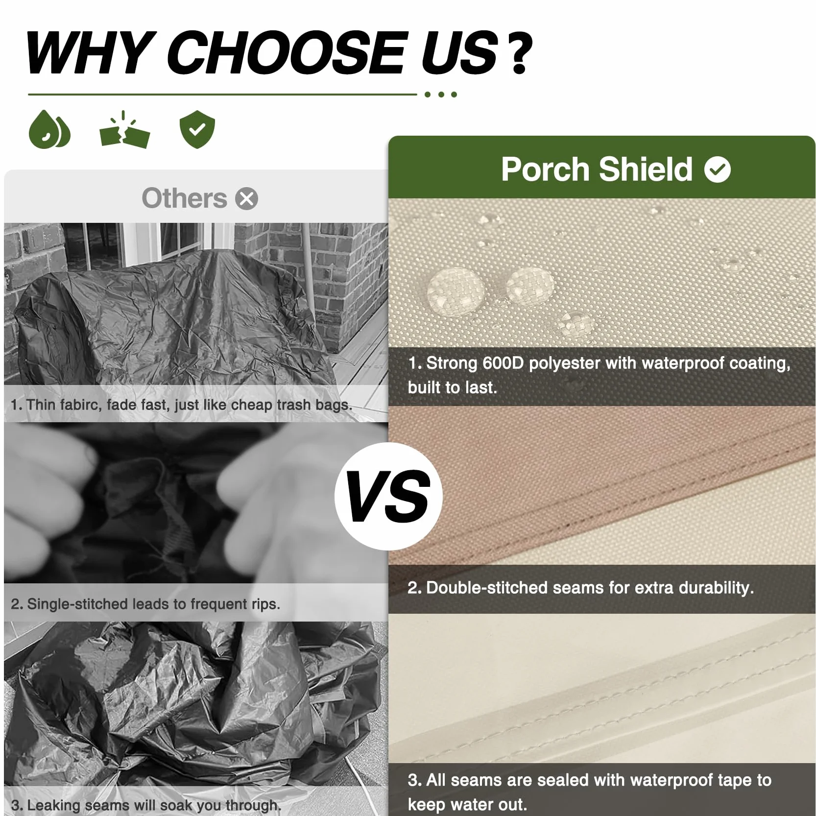 Porch Shield Pokrowiec na krzesło wiszące na patio – wodoodporne krzesło wiklinowe z wiklinowym siedziskiem na zewnątrz z ochraniaczem stojaka