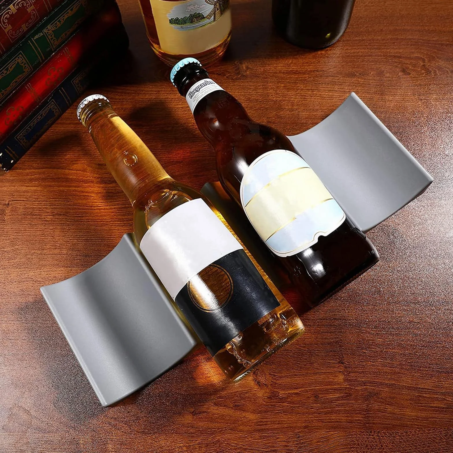 2 sztuki stojak na wino lodówka, stojak na wino antypoślizgowy i układany w stosy butelka na napoje, organizer na butelki idealny do przechowywania wina, puszek piwa, napojów itp. na stołach