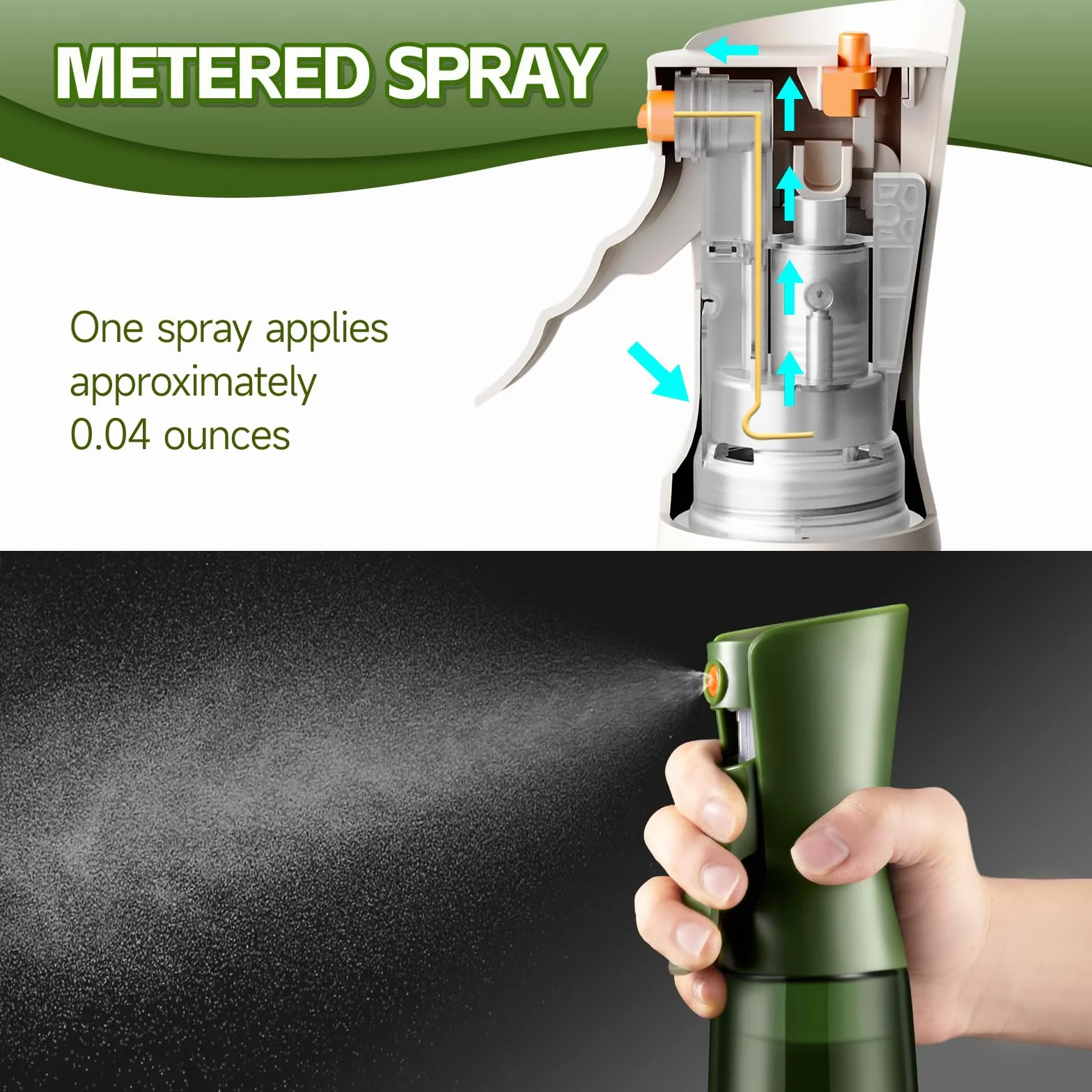 Szklana Butelka z Atomizerem do Oliwy i Oleju – Spray do Gotowania z Kontrolą Porcji, Do Kuchni (Morska zieleń, 200ml)
