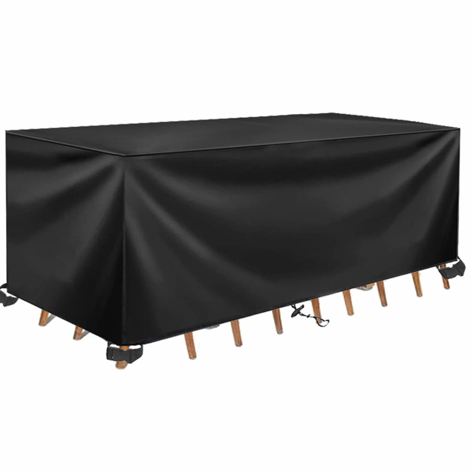 Plandeka na stół ogrodowy 160 x 90 x 60 cm szer. x wys. wodoodporne pokrowce na meble ogrodowe, wodoodporna tkanina oxford 600d pokrowiec na stół ogrodowy - czarny
