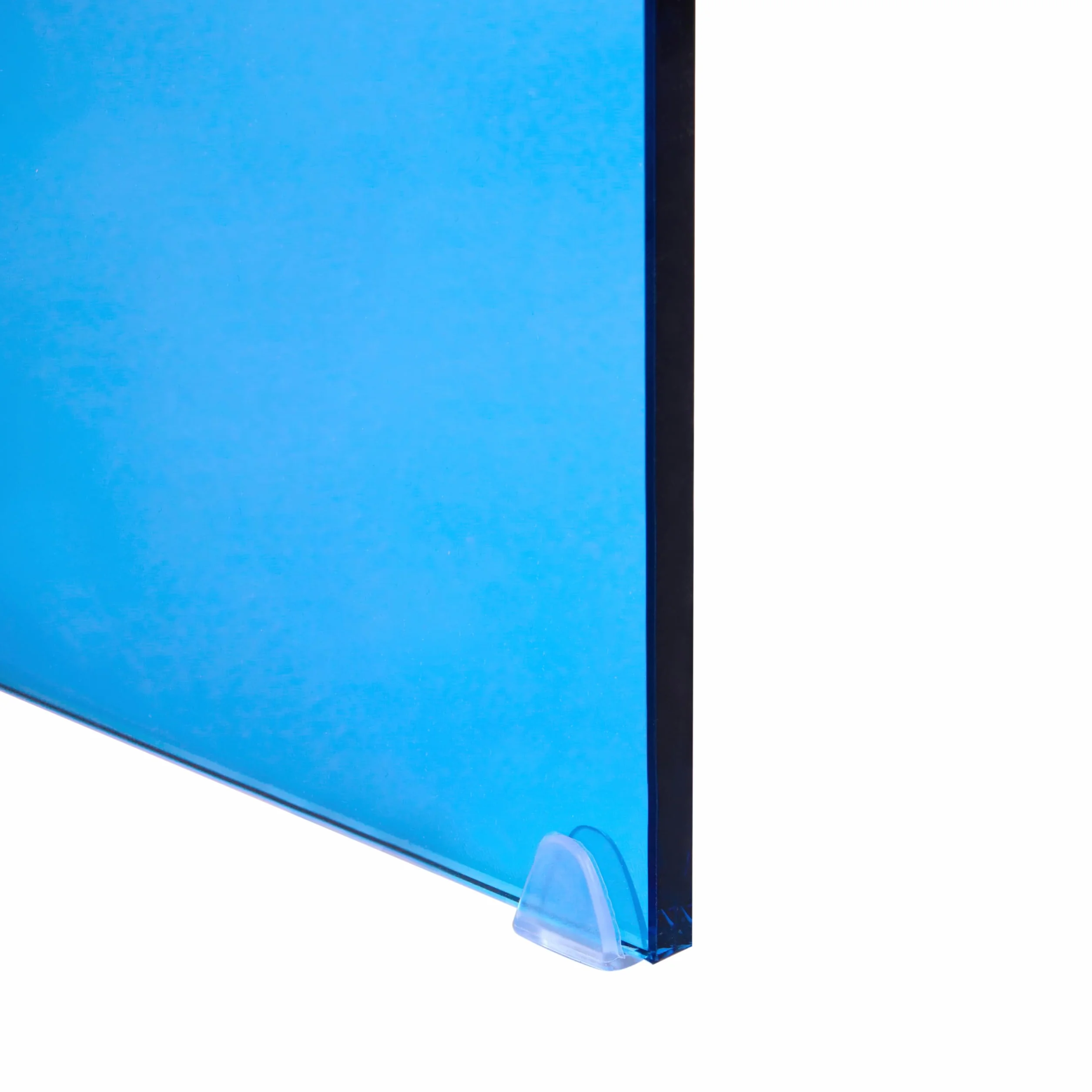Minimalistyczna konsola hartowane przezroczyste stolik 90x30 cm niebieska szkło Kendall