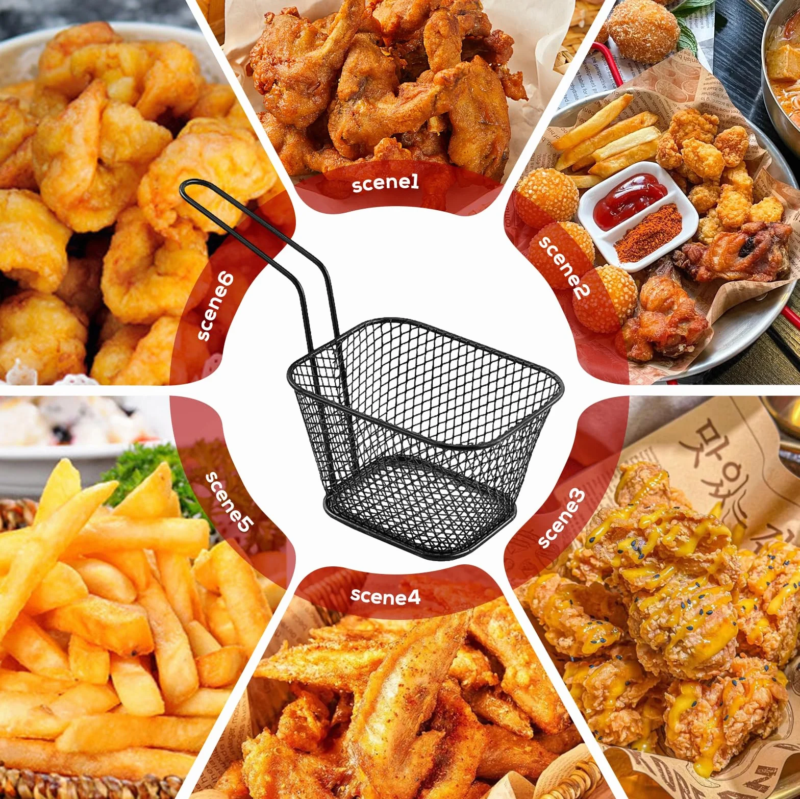 Koszyki do frytek, 12 sztuk, małe czarne koszyki do serwowania frytek, mini koszyków ze stali nierdzewnej, do frytek, mini koszyków do smażenia z uchwytem, koszyki do serwowania frytek, krewetek