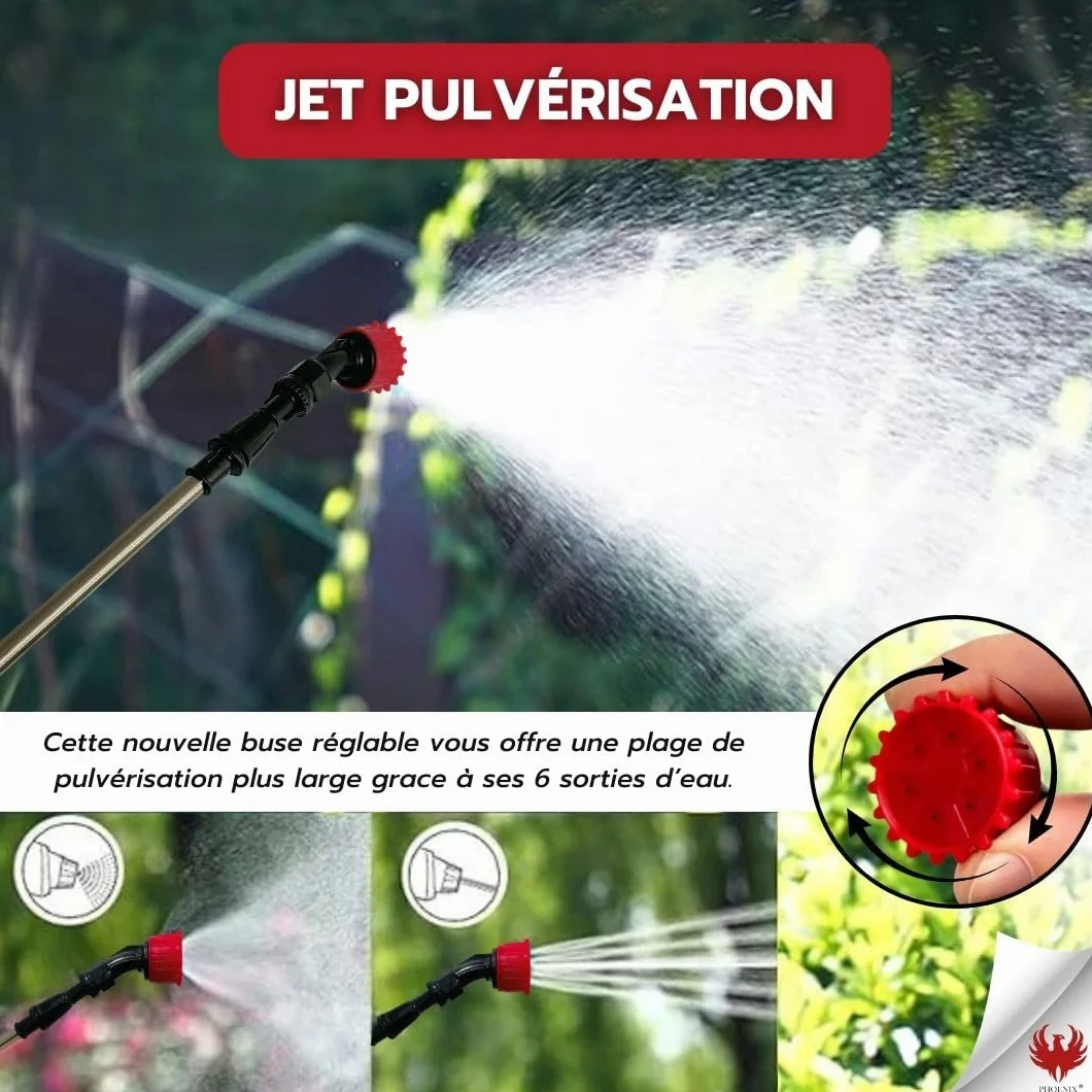 Phoenix - Elektryczny opryskiwacz 5 l Easy Spray - Opryskiwacz ogrodowy z akumulatorem o pojemności 3 godzin, z potrójnymi dyszami (stożek, wachlarz, strumień prysznicowy), lekki, wytrzymały,