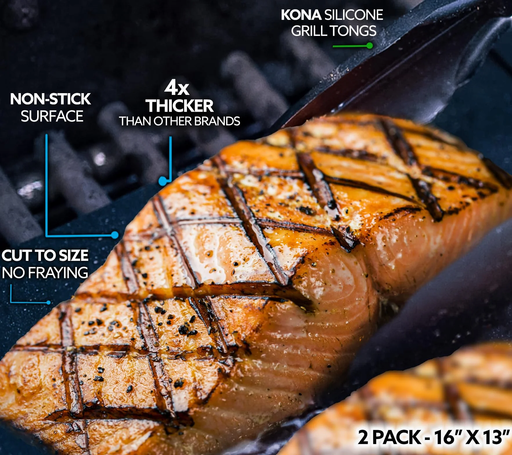 Kona ExtraTough BBQ Mata do Grilla, Czarny, 2 Sztuki